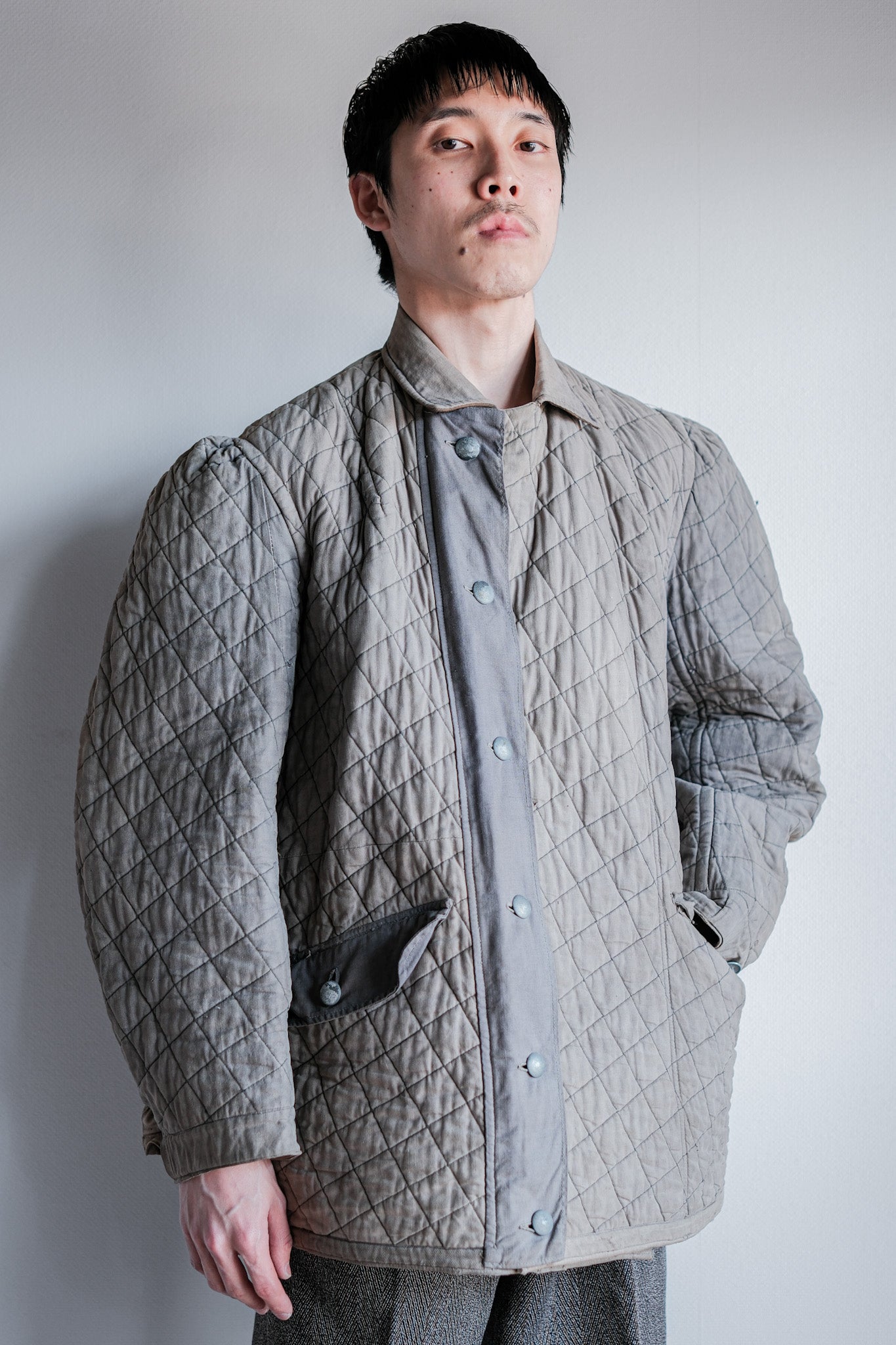 【~40's】WWⅡ German Army Gray-White Reversible Quilted Winter Parka "Modified" "Wehrmacht"