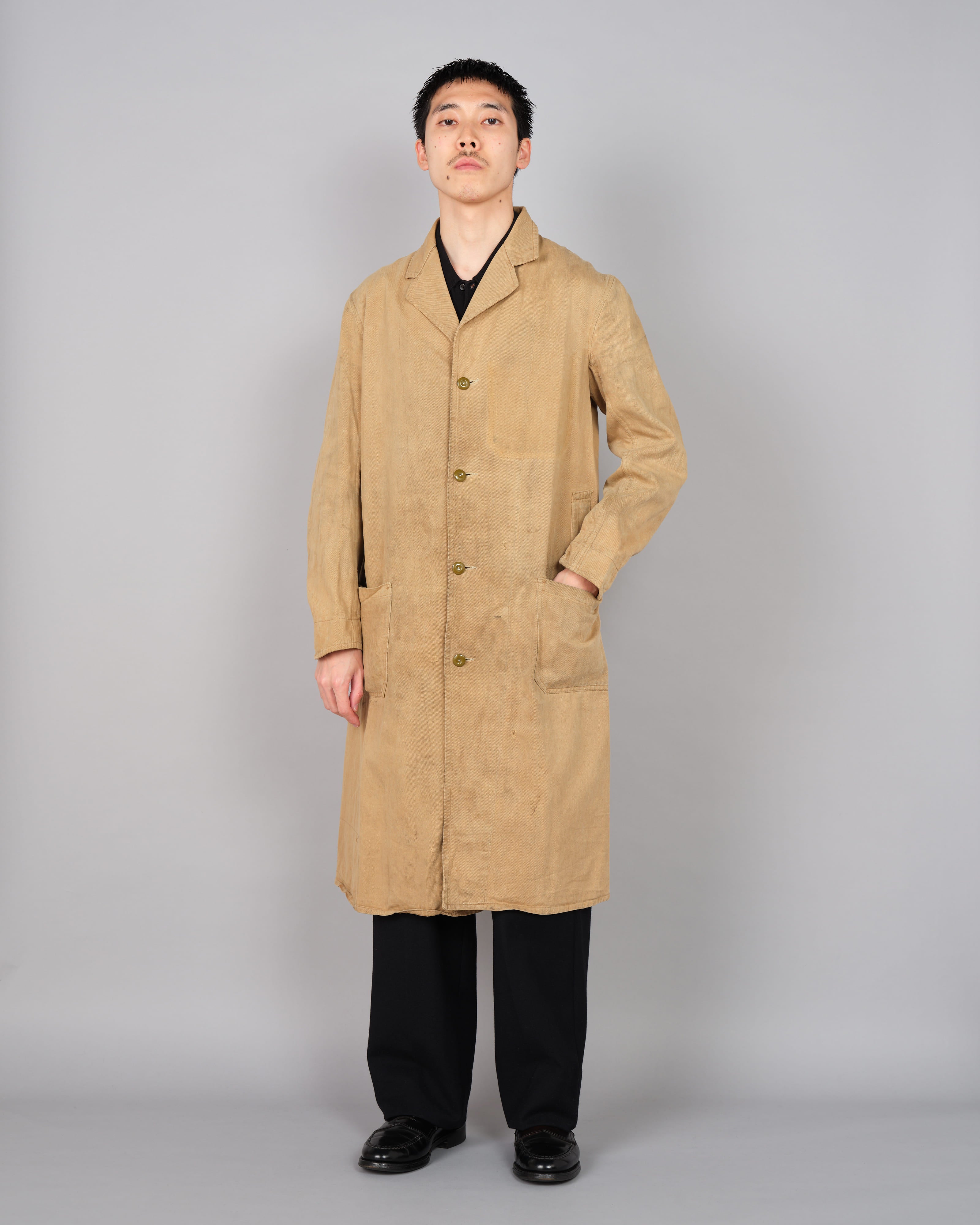 【~50's】British Vintage Khaki Cotton Drill Work Coat "CC41"