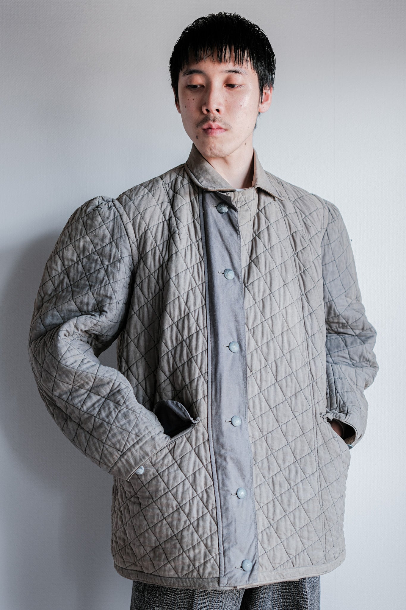 【~40's】WWⅡ German Army Gray-White Reversible Quilted Winter Parka "Modified" "Wehrmacht"