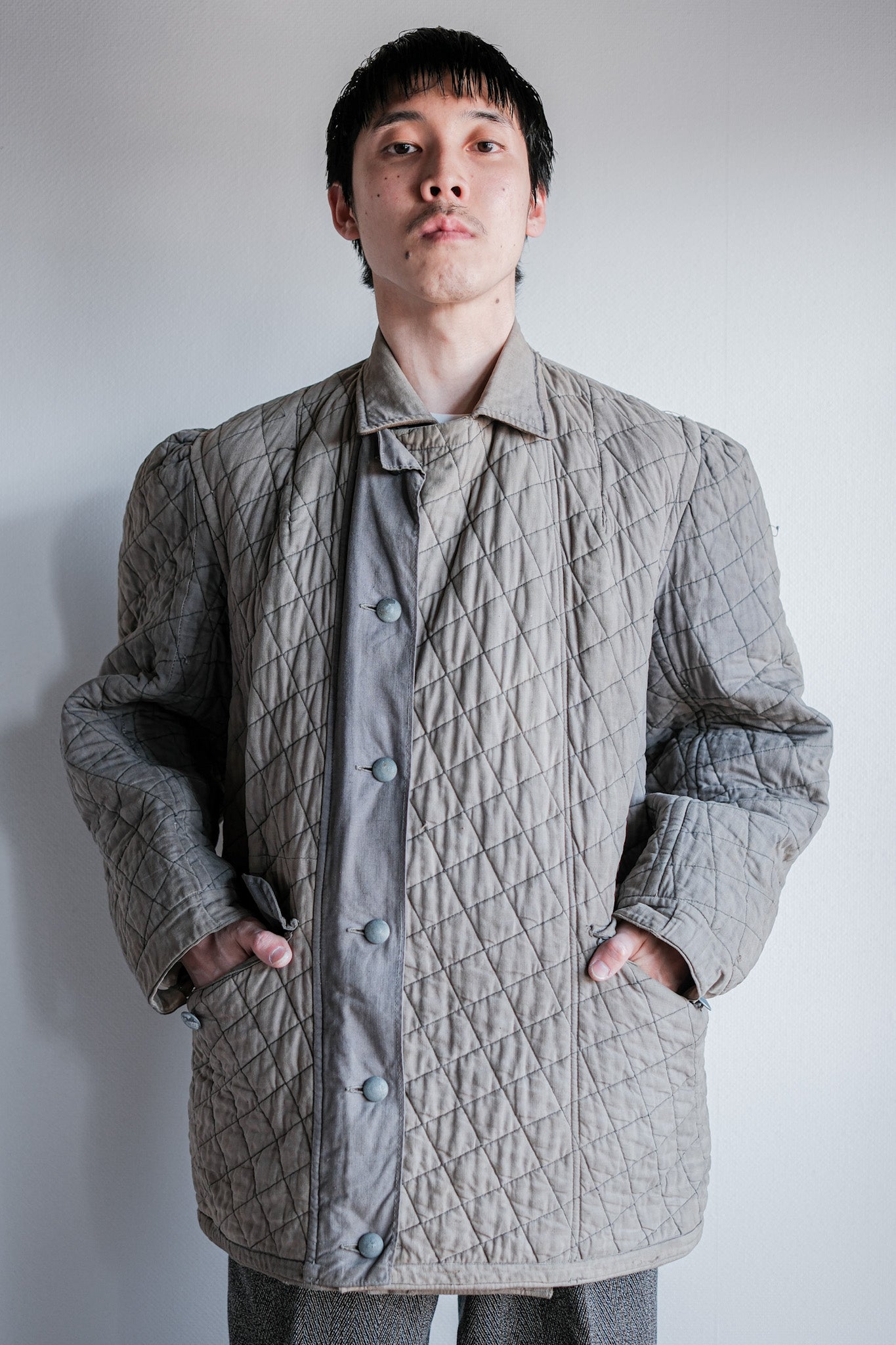 【~40's】WWⅡ German Army Gray-White Reversible Quilted Winter Parka "Modified" "Wehrmacht"