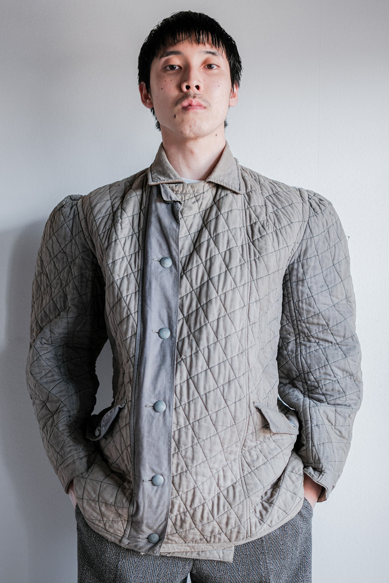 【~40's】WWⅡ German Army Gray-White Reversible Quilted Winter Parka "Modified" "Wehrmacht"