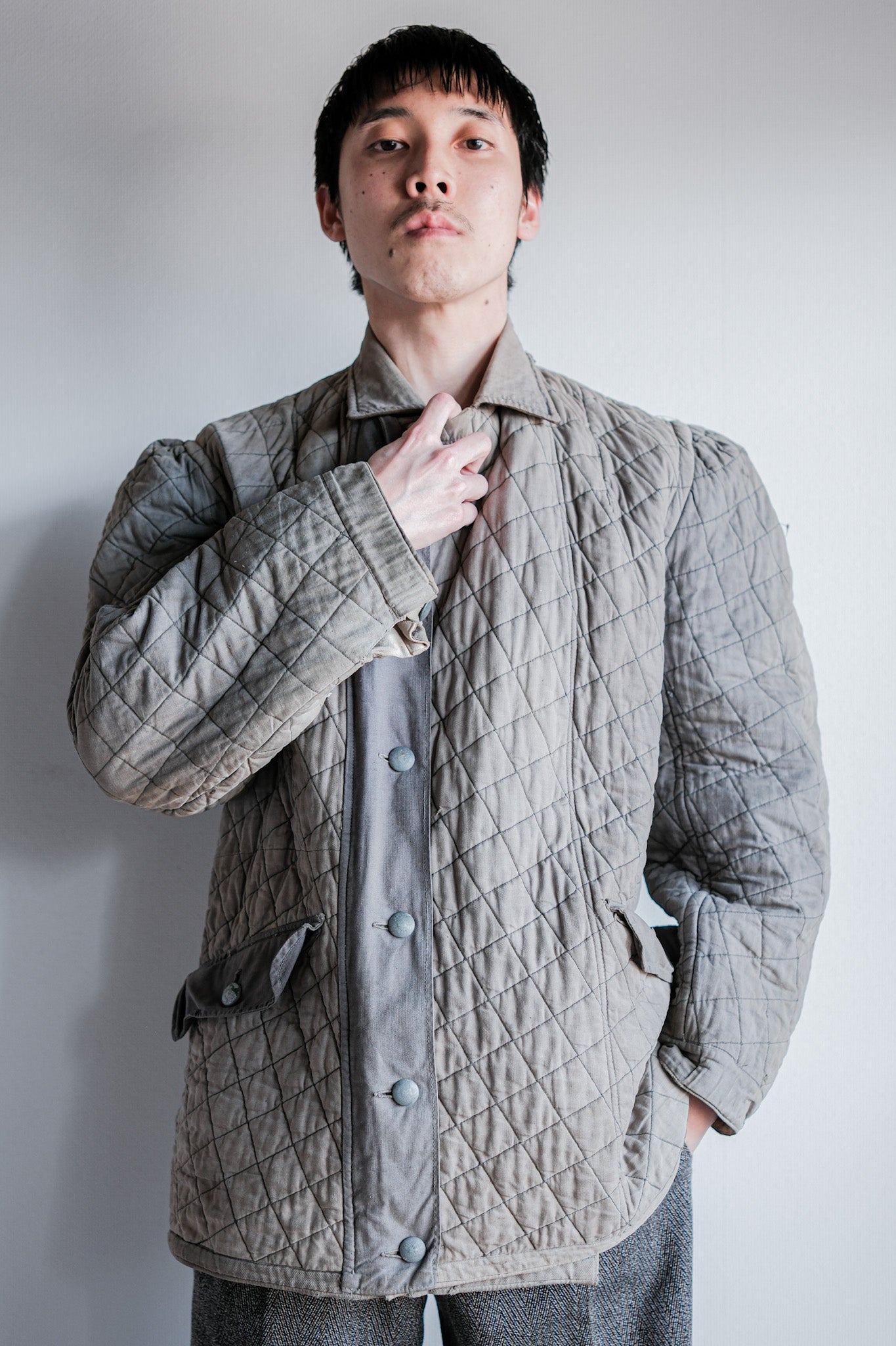 【~40's】WWⅡ German Army Gray-White Reversible Quilted Winter Parka "Modified" "Wehrmacht"