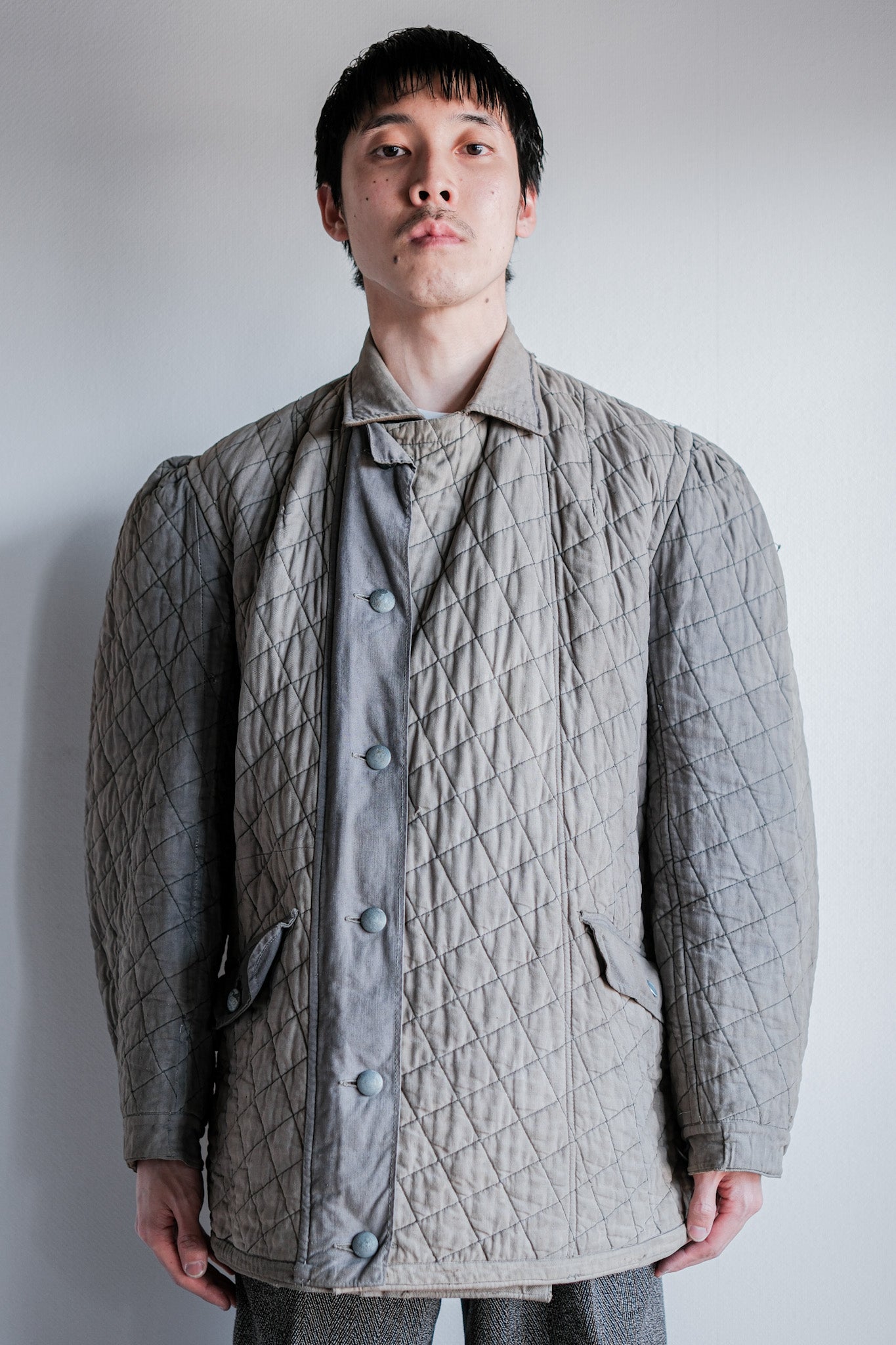 【~40's】WWⅡ German Army Gray-White Reversible Quilted Winter Parka "Modified" "Wehrmacht"