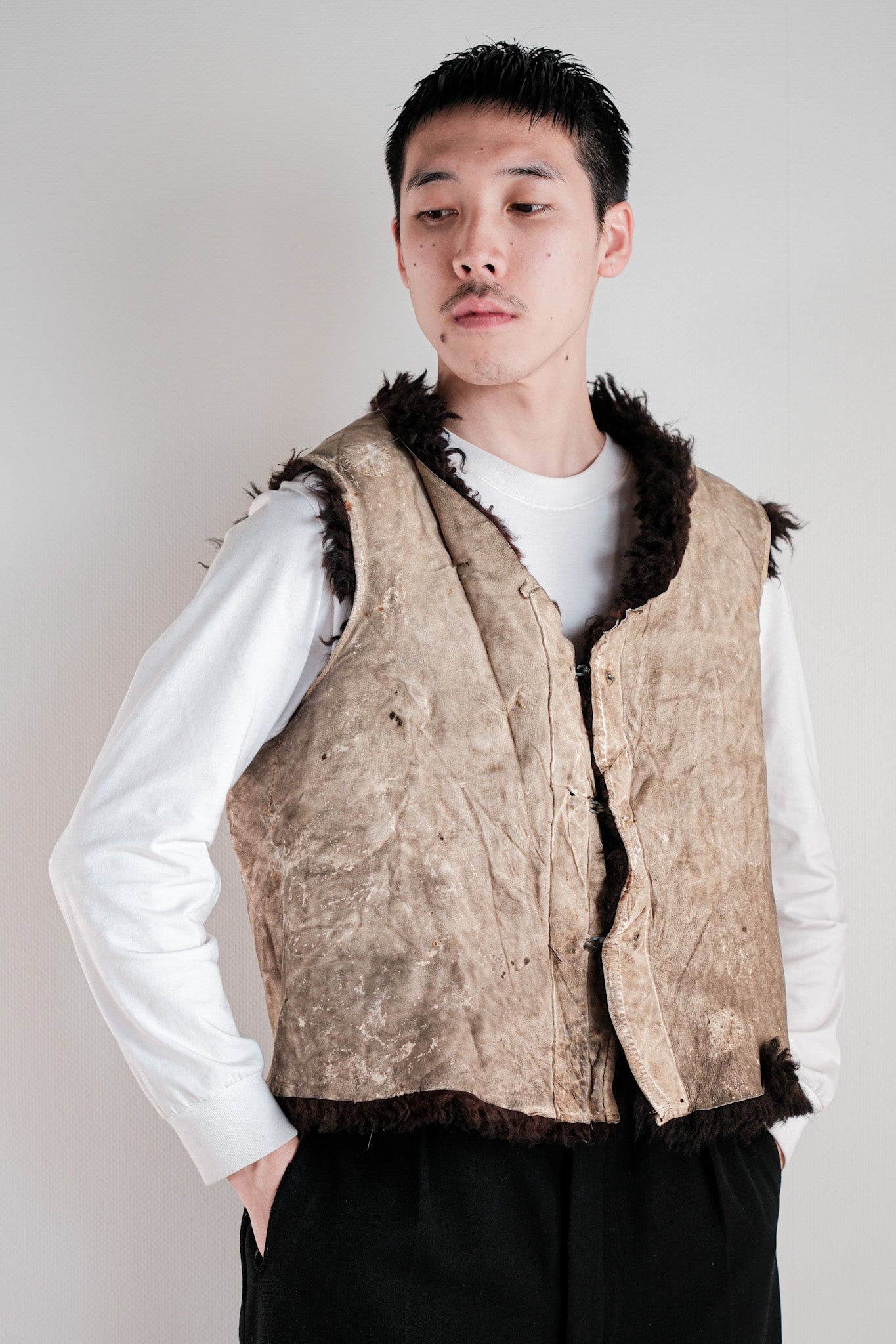 【~40's】WWⅡ German Waffen-SS Winter Sheepskin Fur Vest