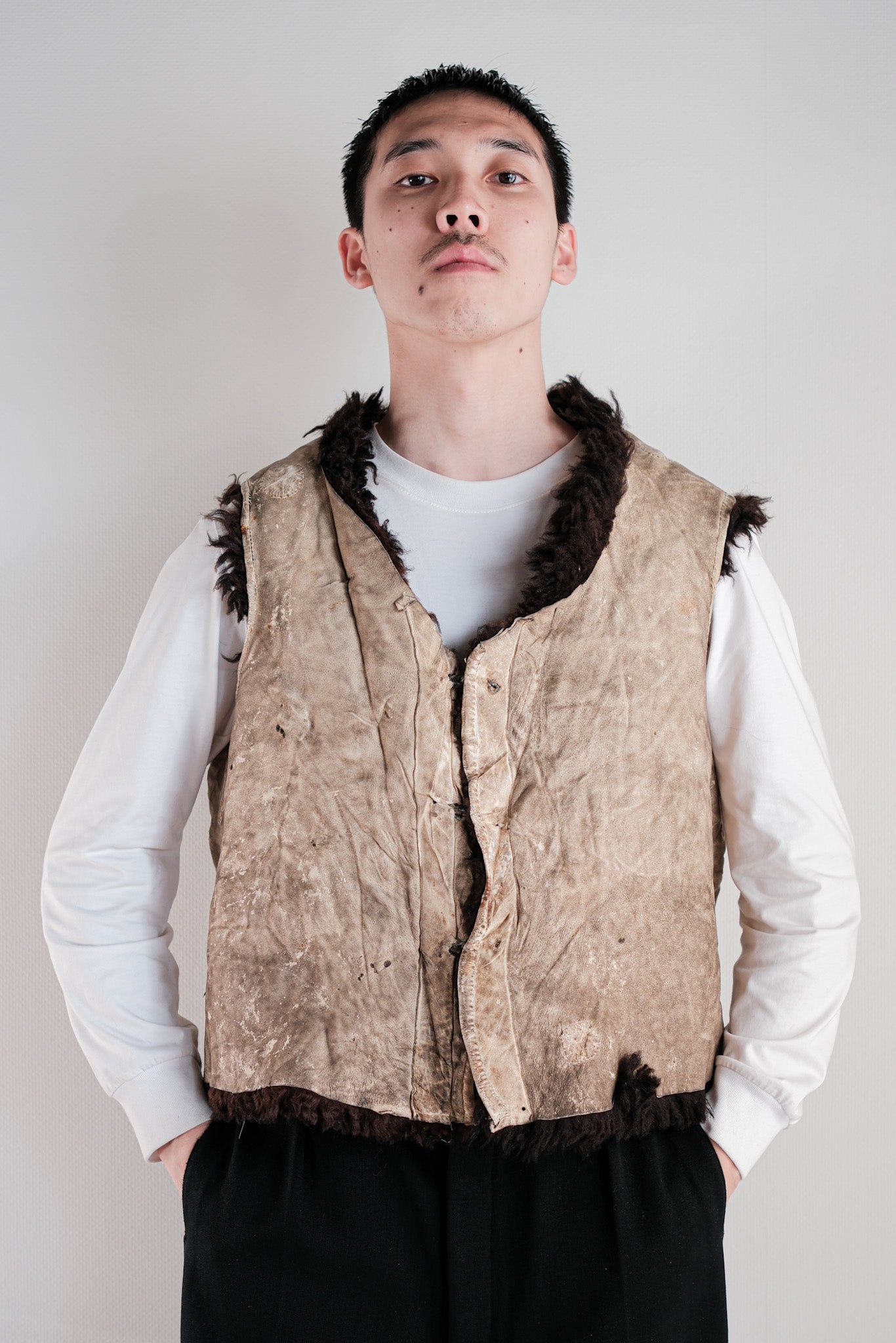 【~40's】WWⅡ German Waffen-SS Winter Sheepskin Fur Vest