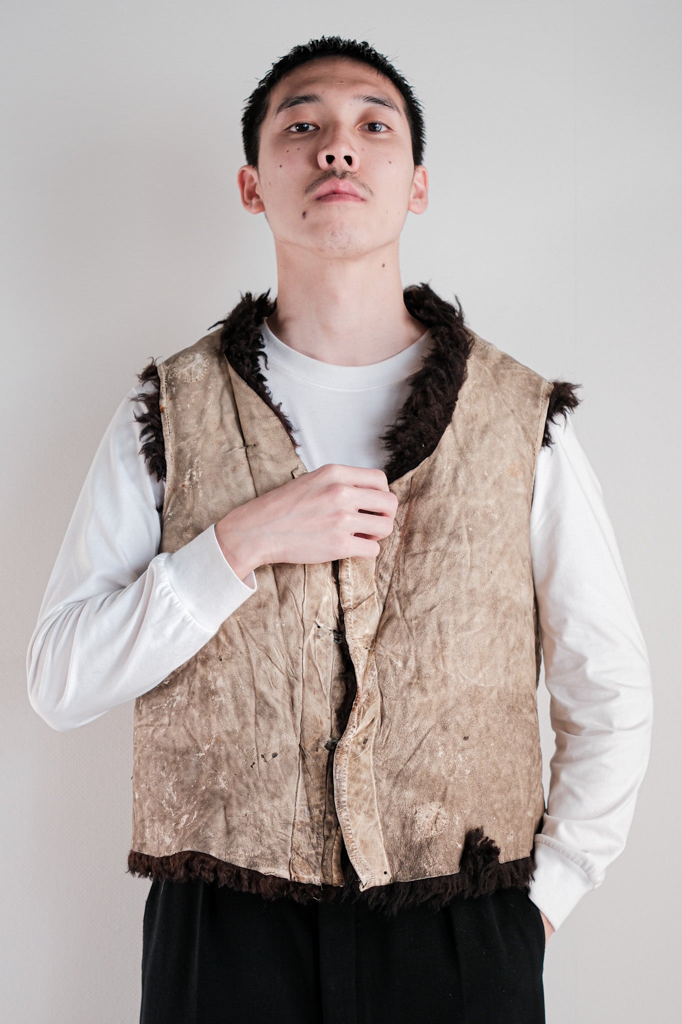 【~40's】WWⅡ German Waffen-SS Winter Sheepskin Fur Vest