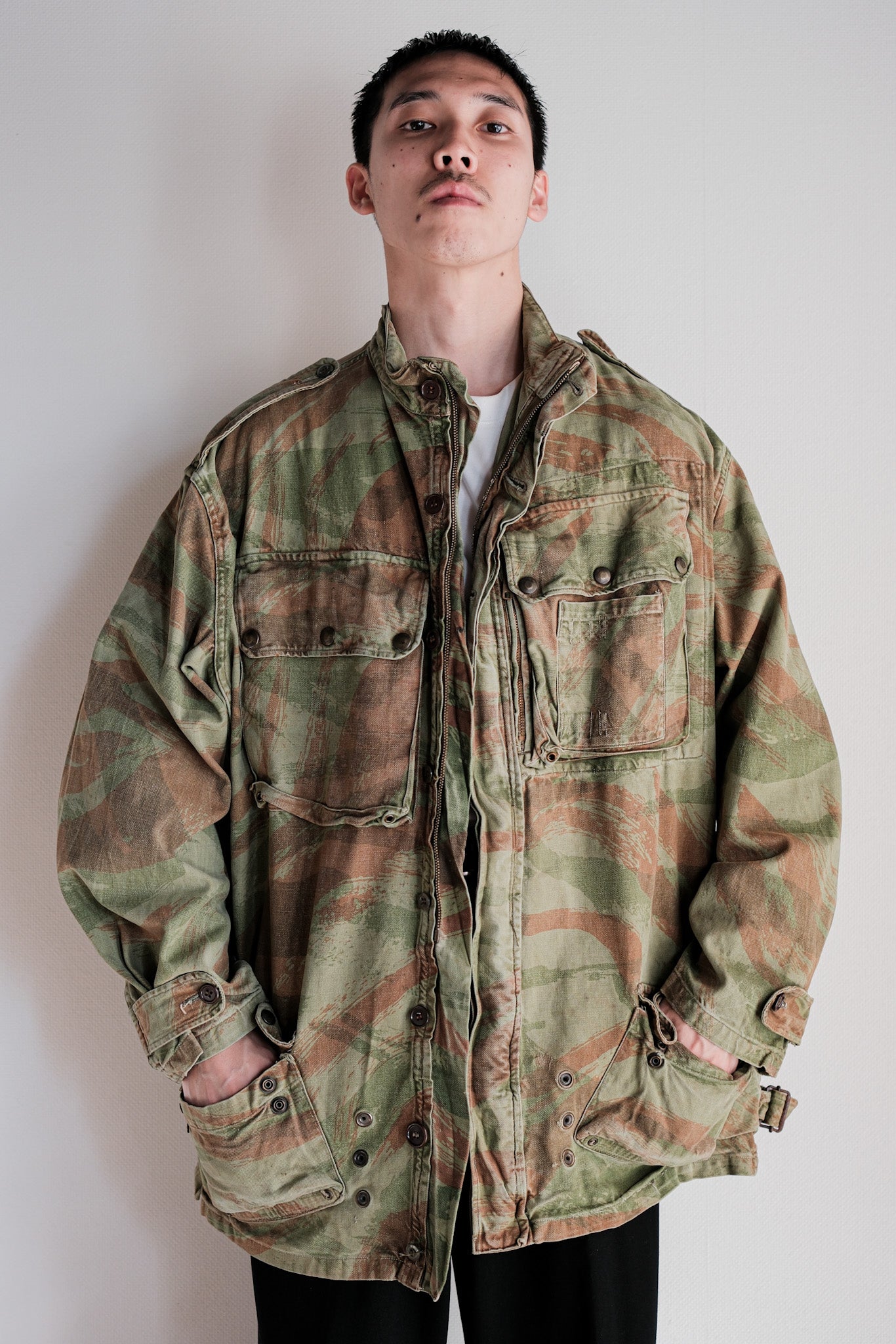 【~50's】French Army TAP47/53 Lizard Camouflage Paratrooper Jacket Size.46