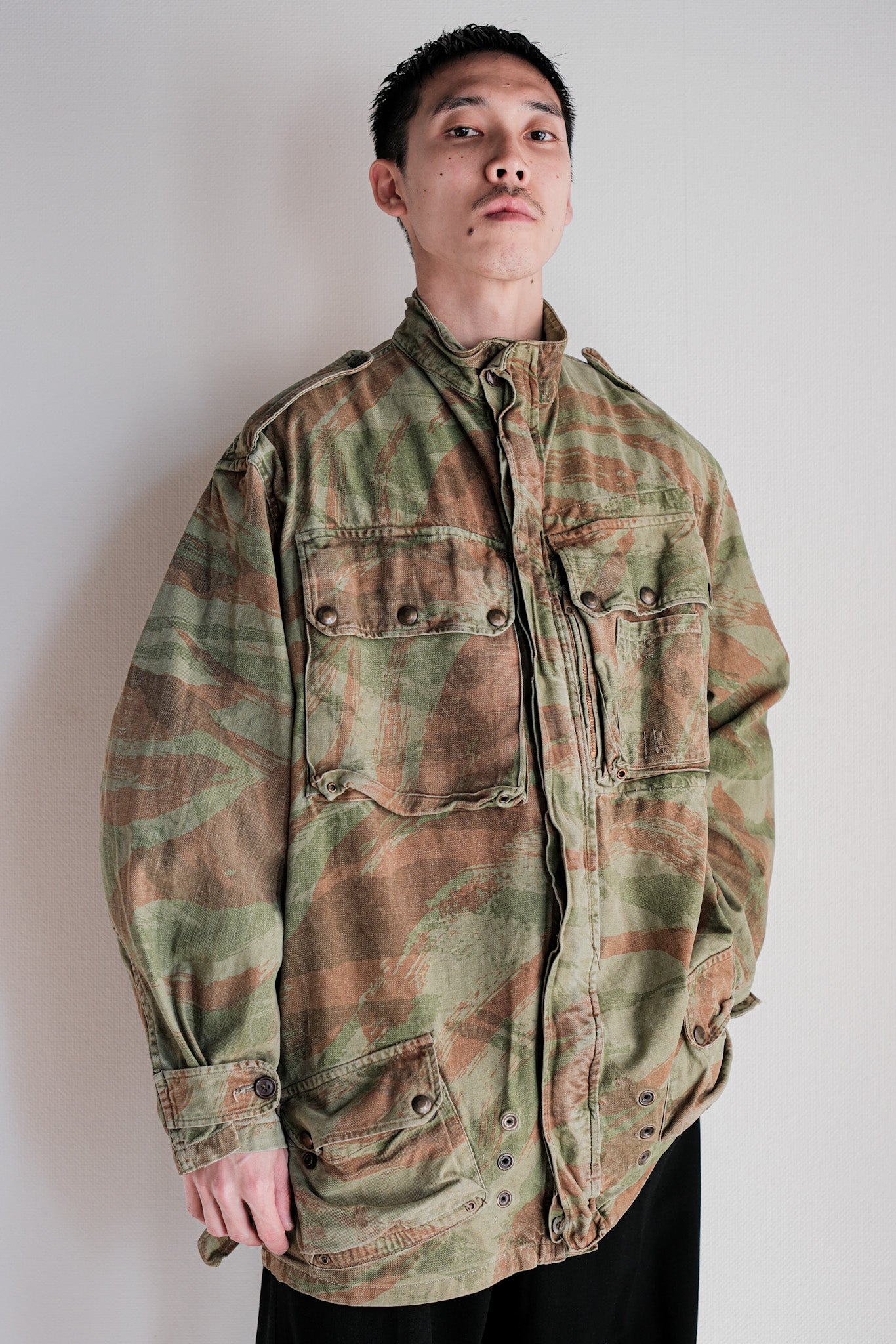 【~50's】French Army TAP47/53 Lizard Camouflage Paratrooper Jacket Size.46