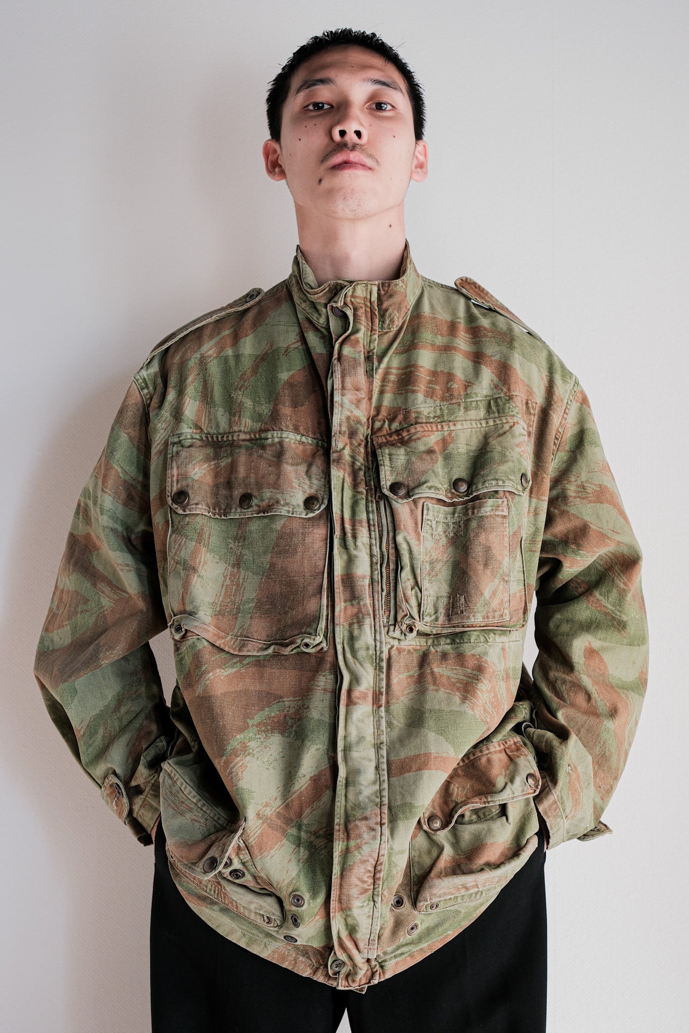 【~50's】French Army TAP47/53 Lizard Camouflage Paratrooper Jacket Size.46