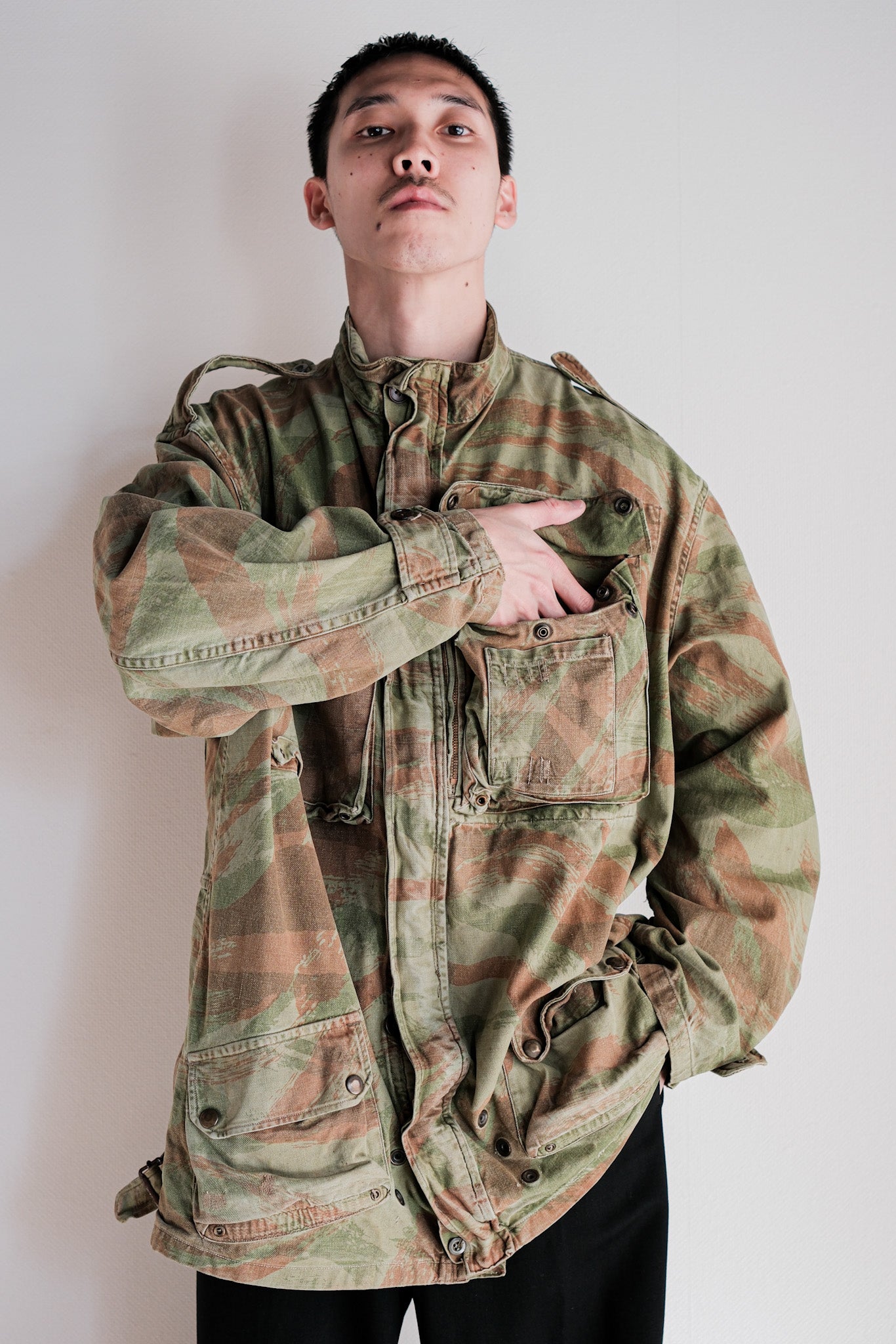 【~50's】French Army TAP47/53 Lizard Camouflage Paratrooper Jacket Size.46