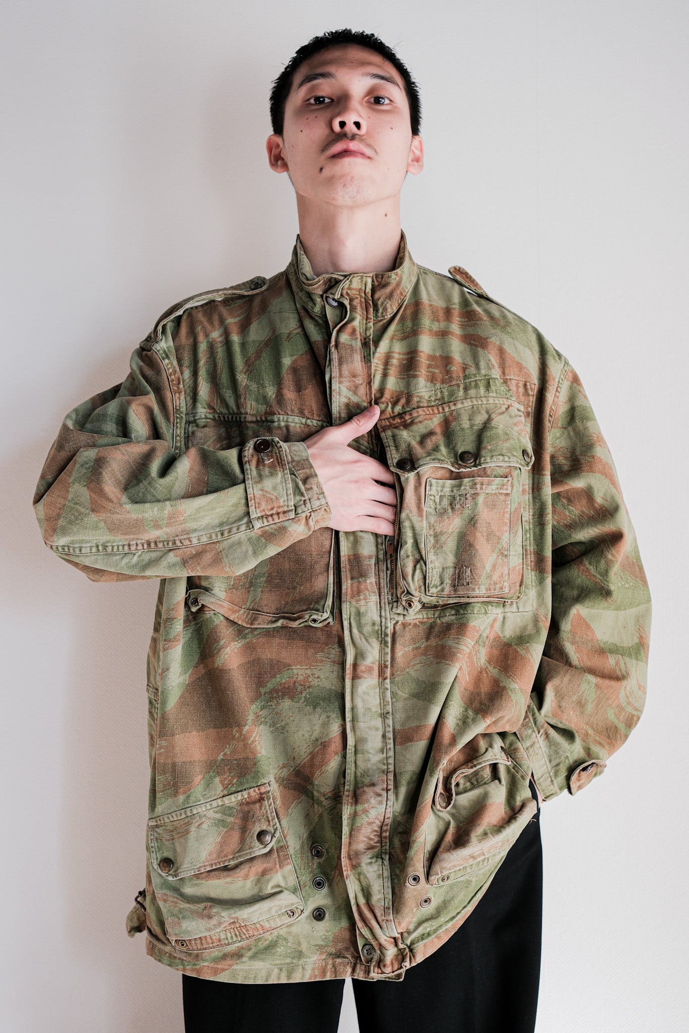 【~50's】French Army TAP47/53 Lizard Camouflage Paratrooper Jacket Size.46