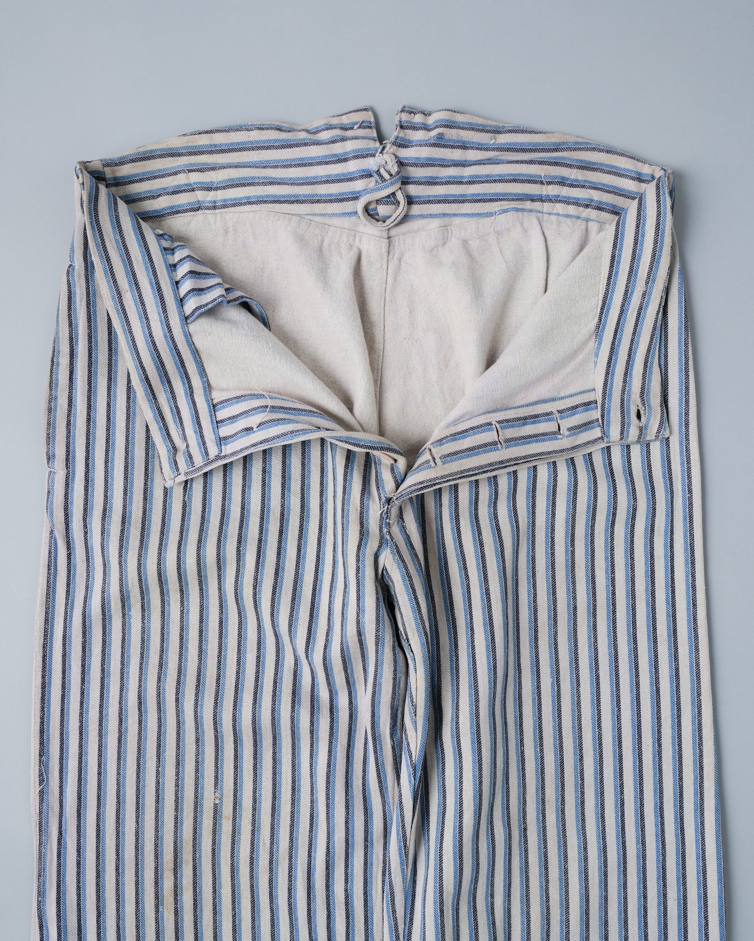 【~40's】WWⅡ German Army Drillich HBT Cotton Linen Striped Hospital Trousers "Wehrmacht"