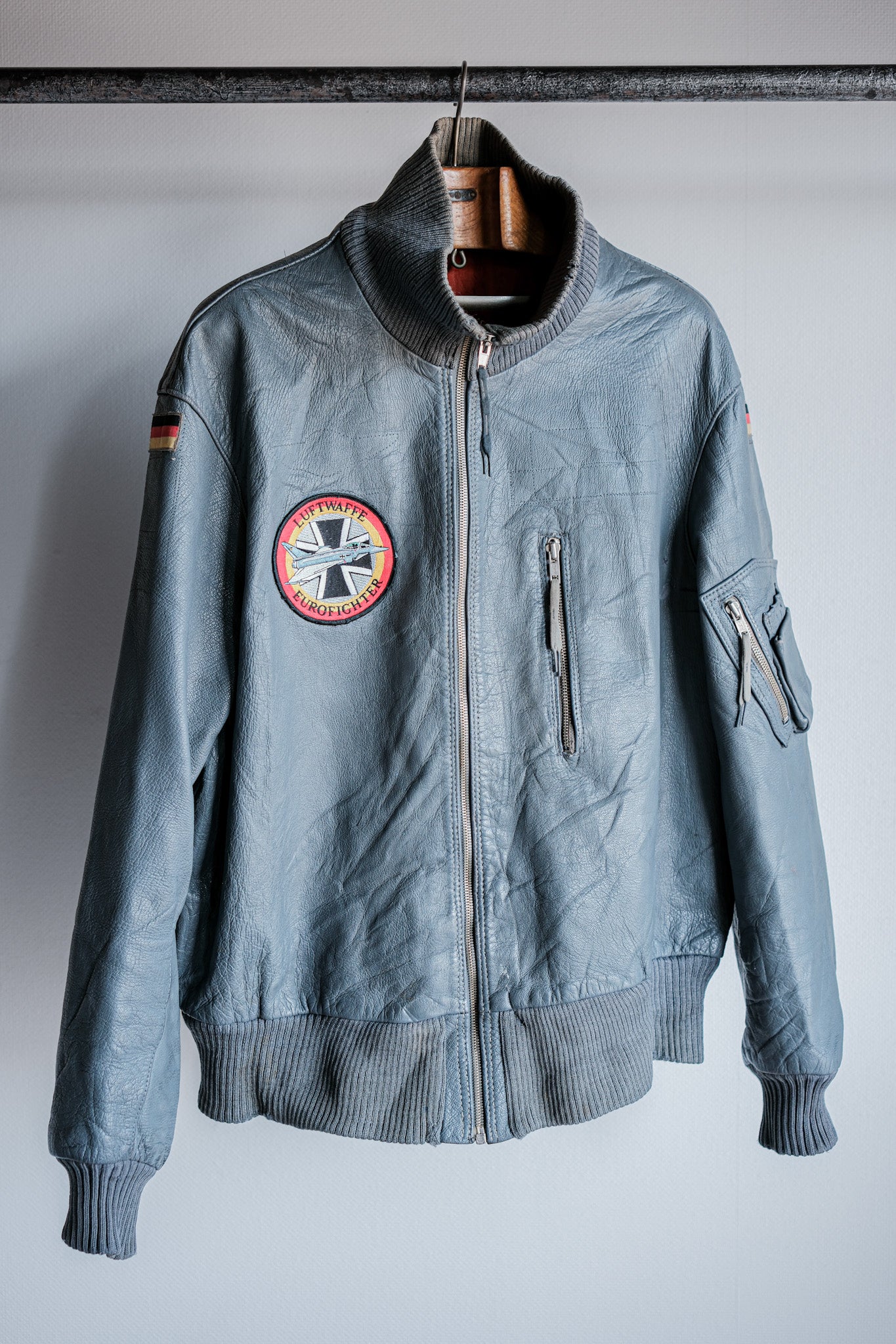 【~70’s】West German Air Force Pilot Leather Jacket With Patches Size.190/100