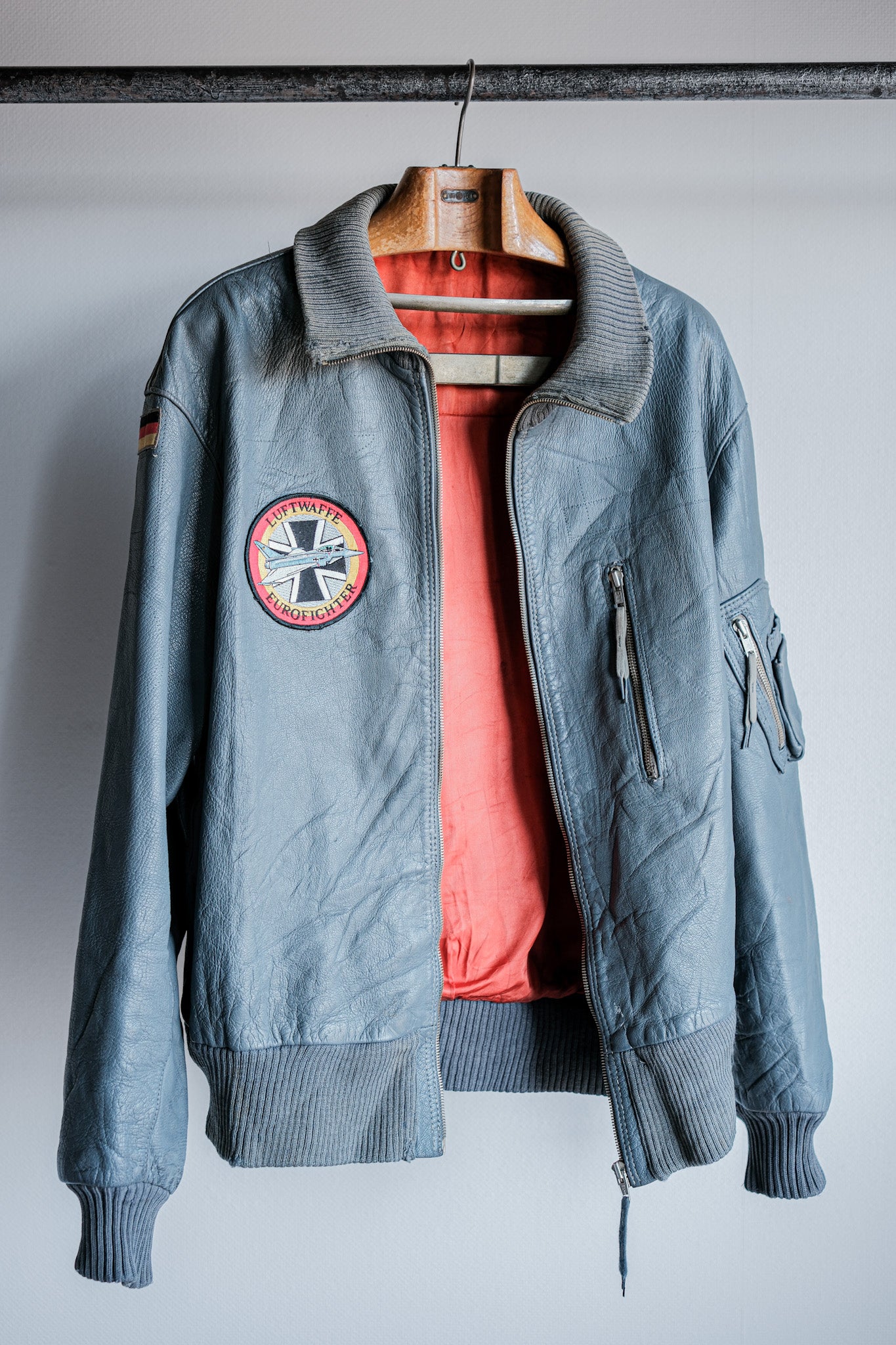 【~70’s】West German Air Force Pilot Leather Jacket With Patches Size.190/100
