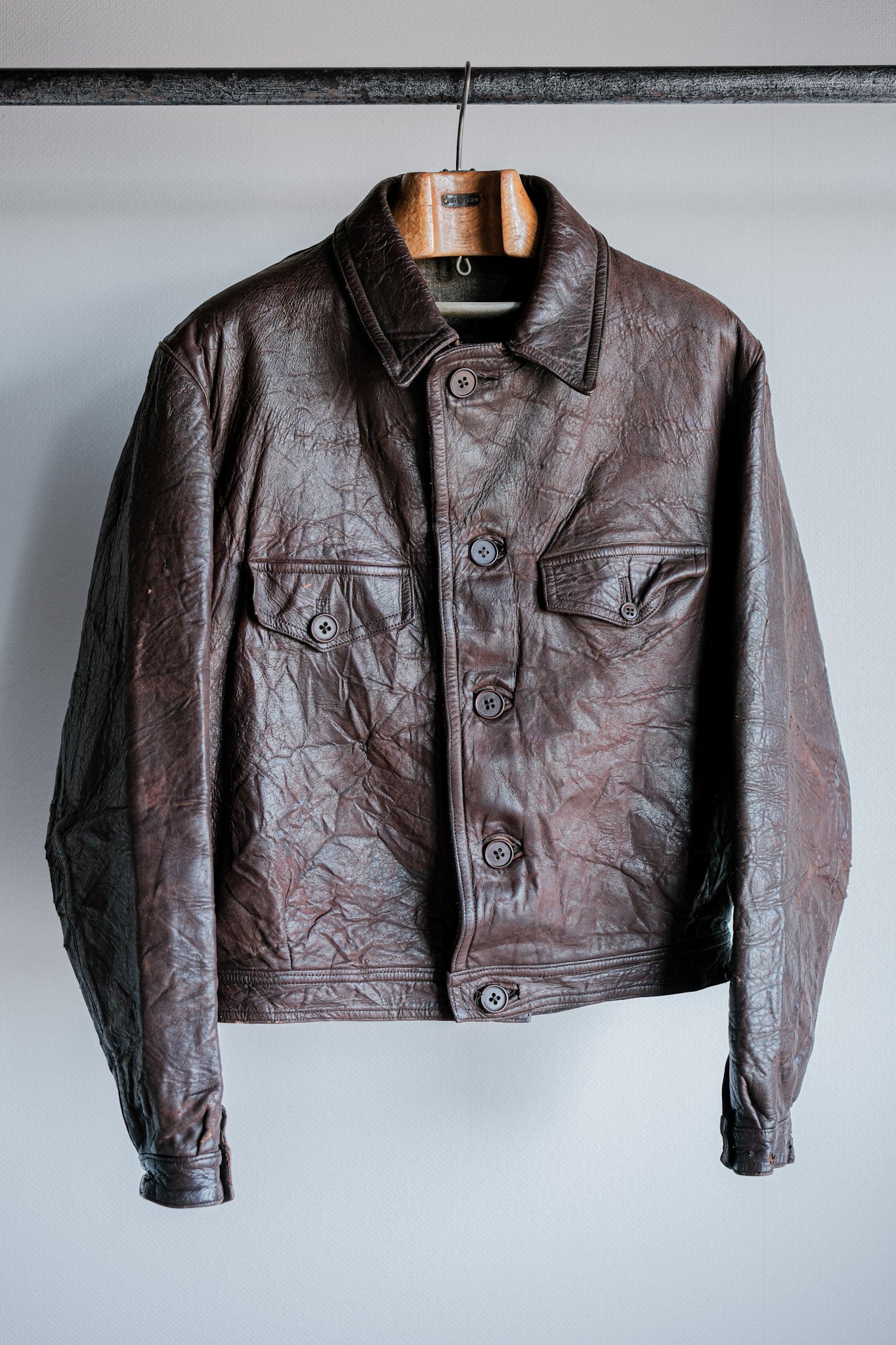 【~40's】WWⅡ French CJF Leather Cyclist Jacket