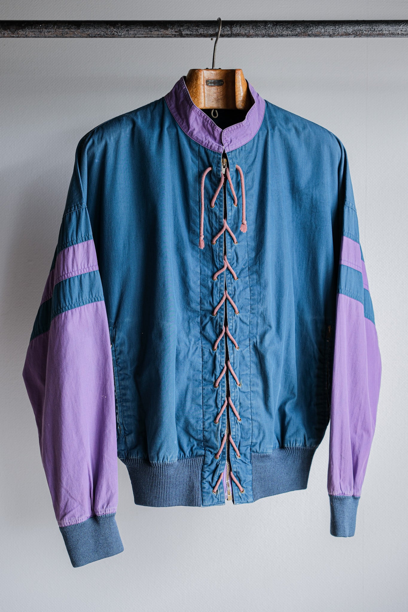【~80's】Old GIORGIO ARMANI 2 Tone Zip Up Cotton Blouson