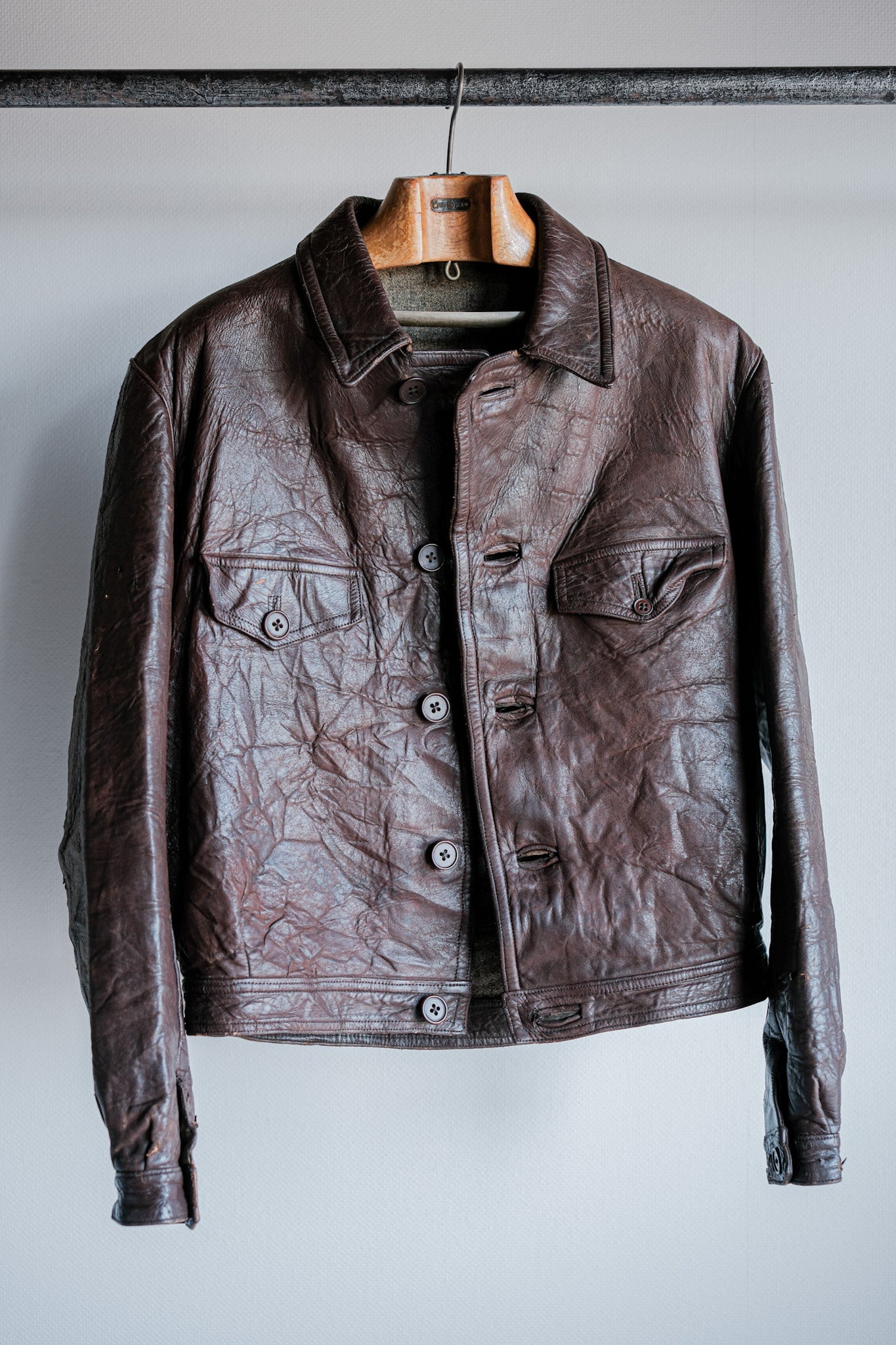 【~40's】WWⅡ French CJF Leather Cyclist Jacket