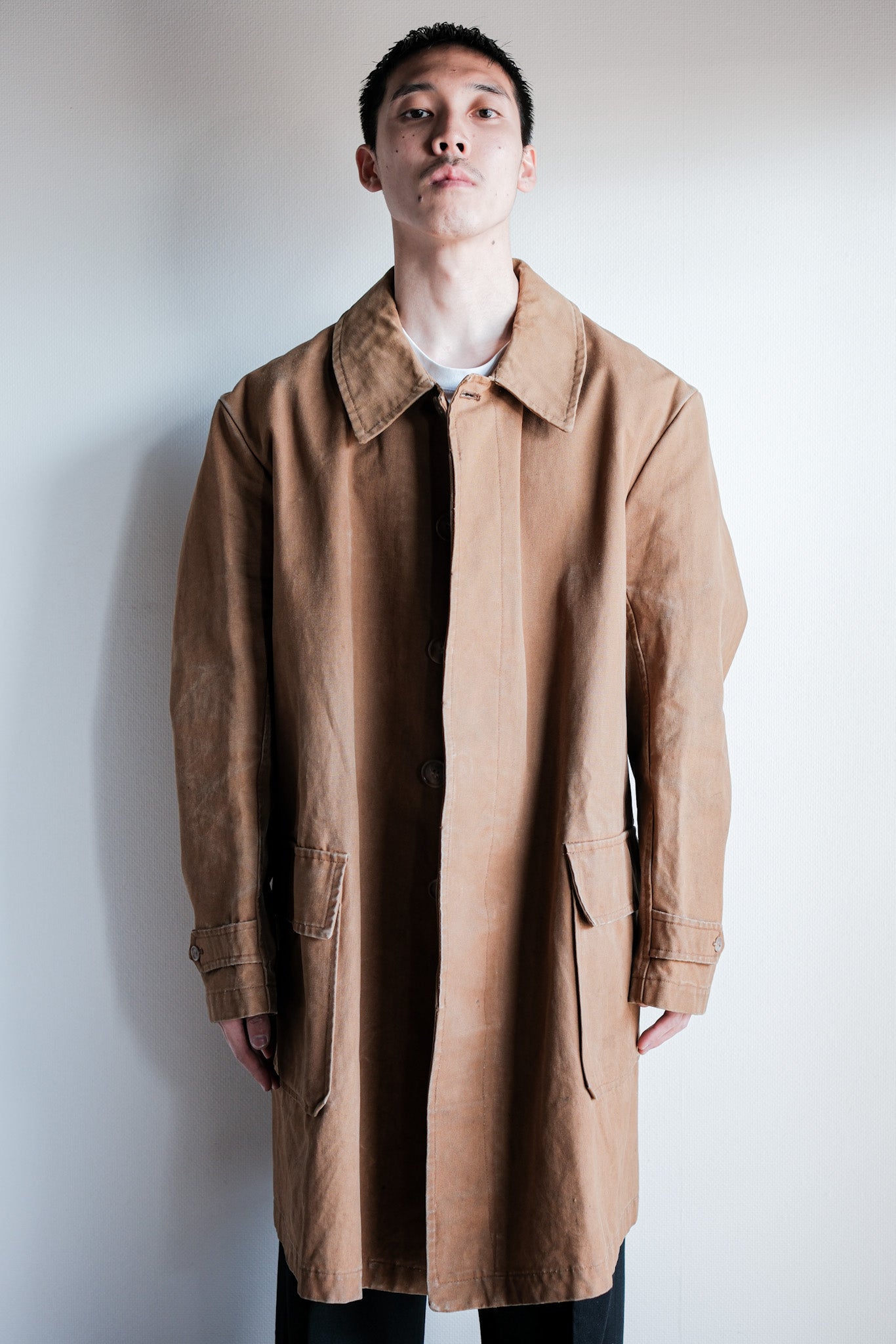 【~40's】French Vintage Cotton Linen Canvas Work Half Coat