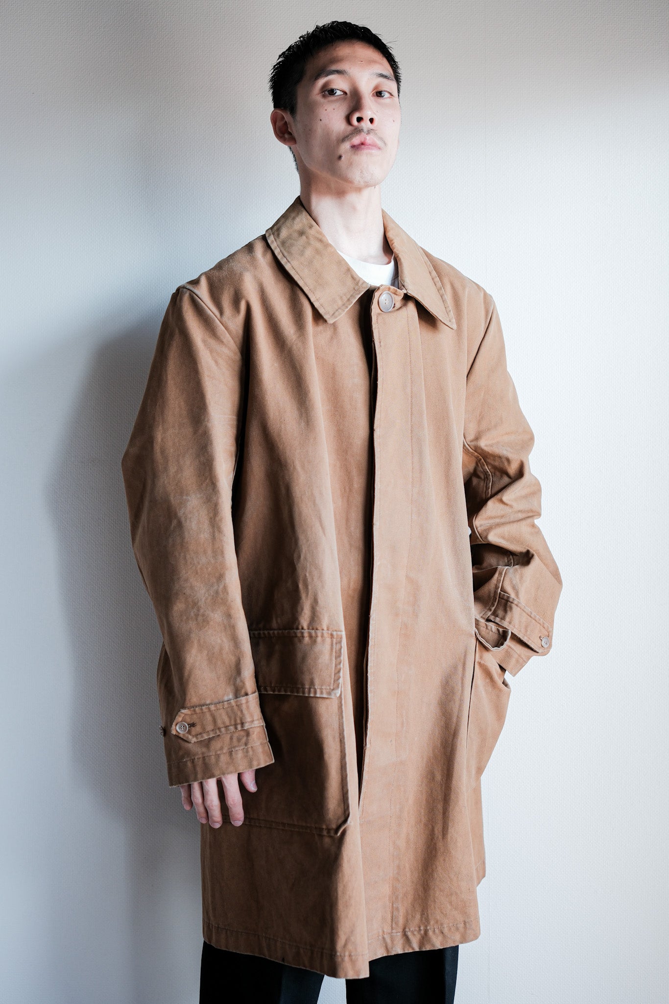 【~40's】French Vintage Cotton Linen Canvas Work Half Coat