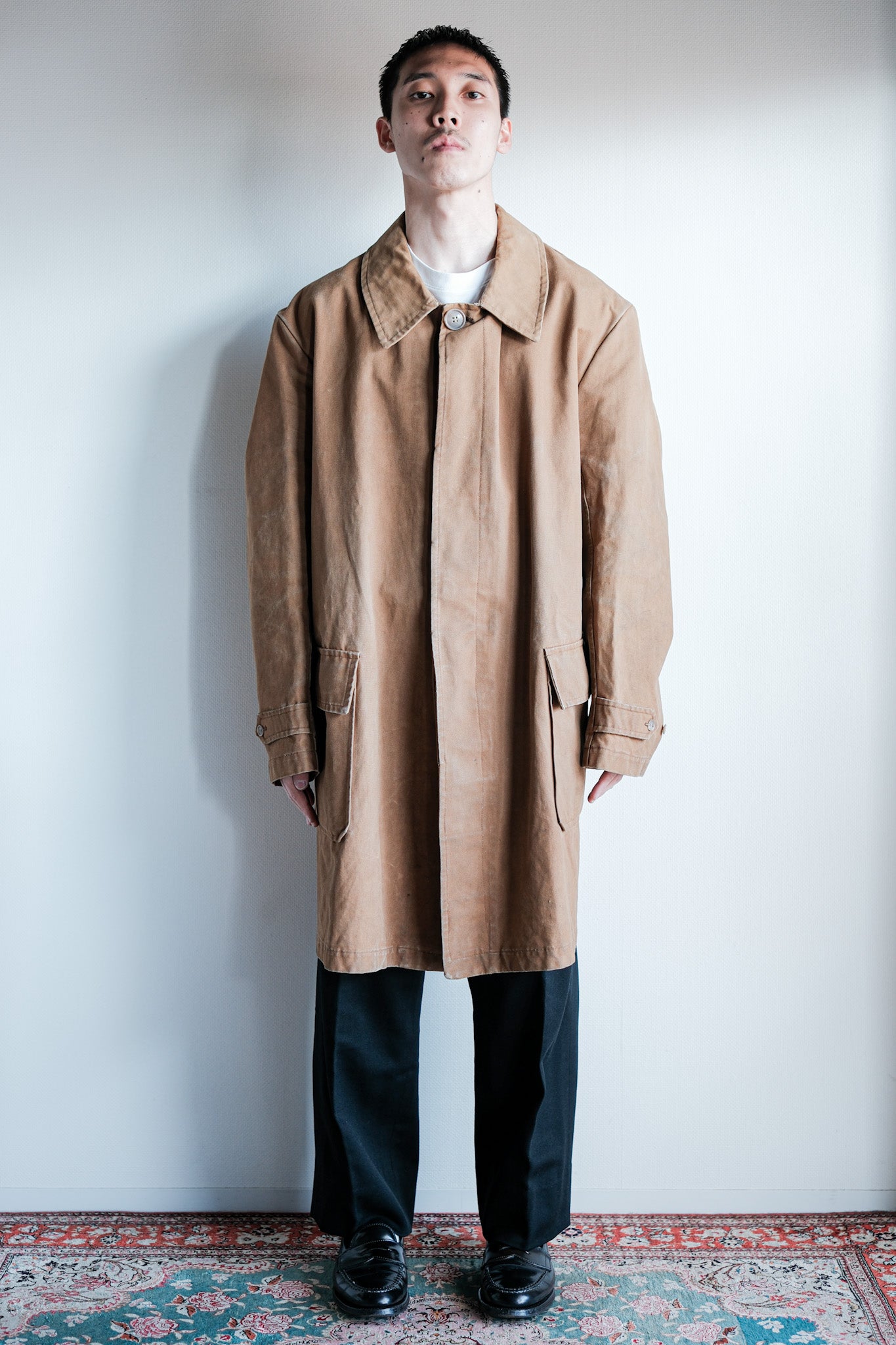 【~40's】French Vintage Cotton Linen Canvas Work Half Coat