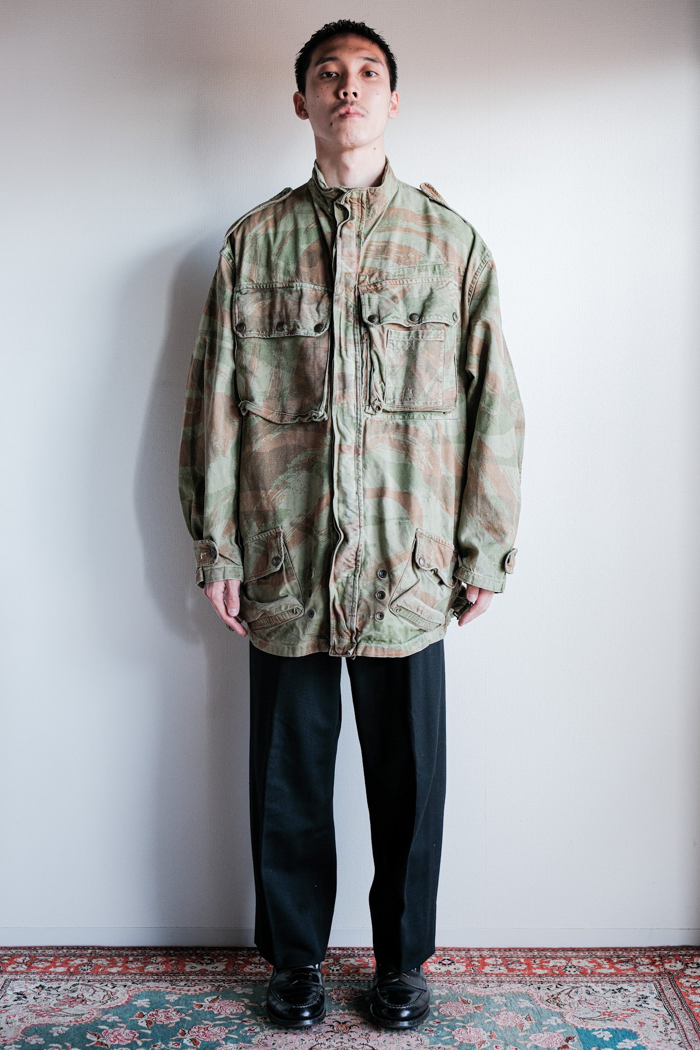 【~50's】French Army TAP47/53 Lizard Camouflage Paratrooper Jacket Size.46