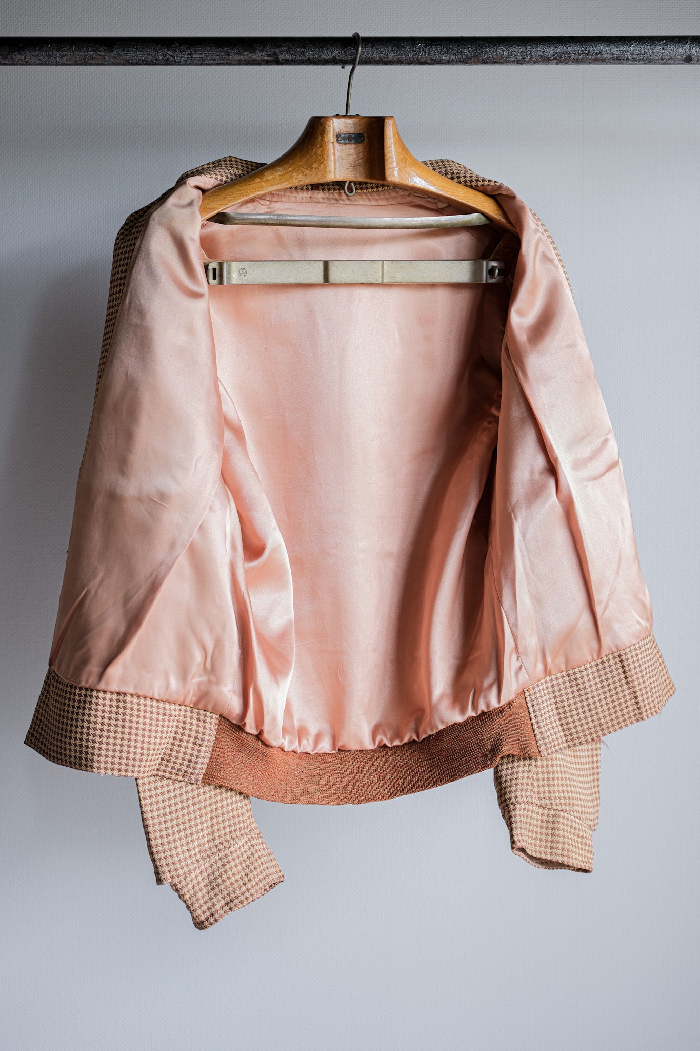 【~50's】American Vintage 2 Tone Houndstooth Rayon Jacket