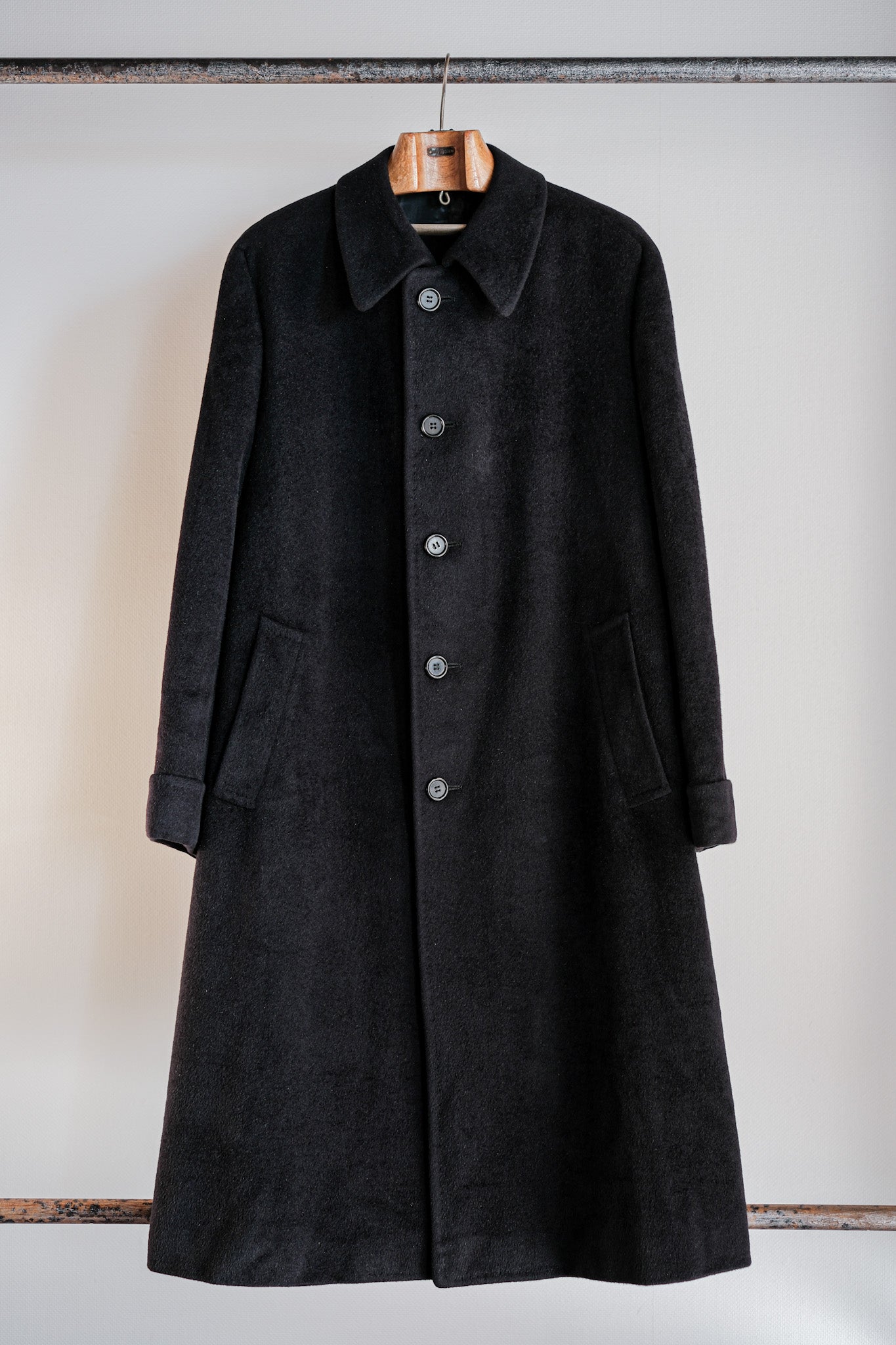【~00's】Old ARNYS PARIS Saddle Shoulder Angora Balmacaan Coat Size.42