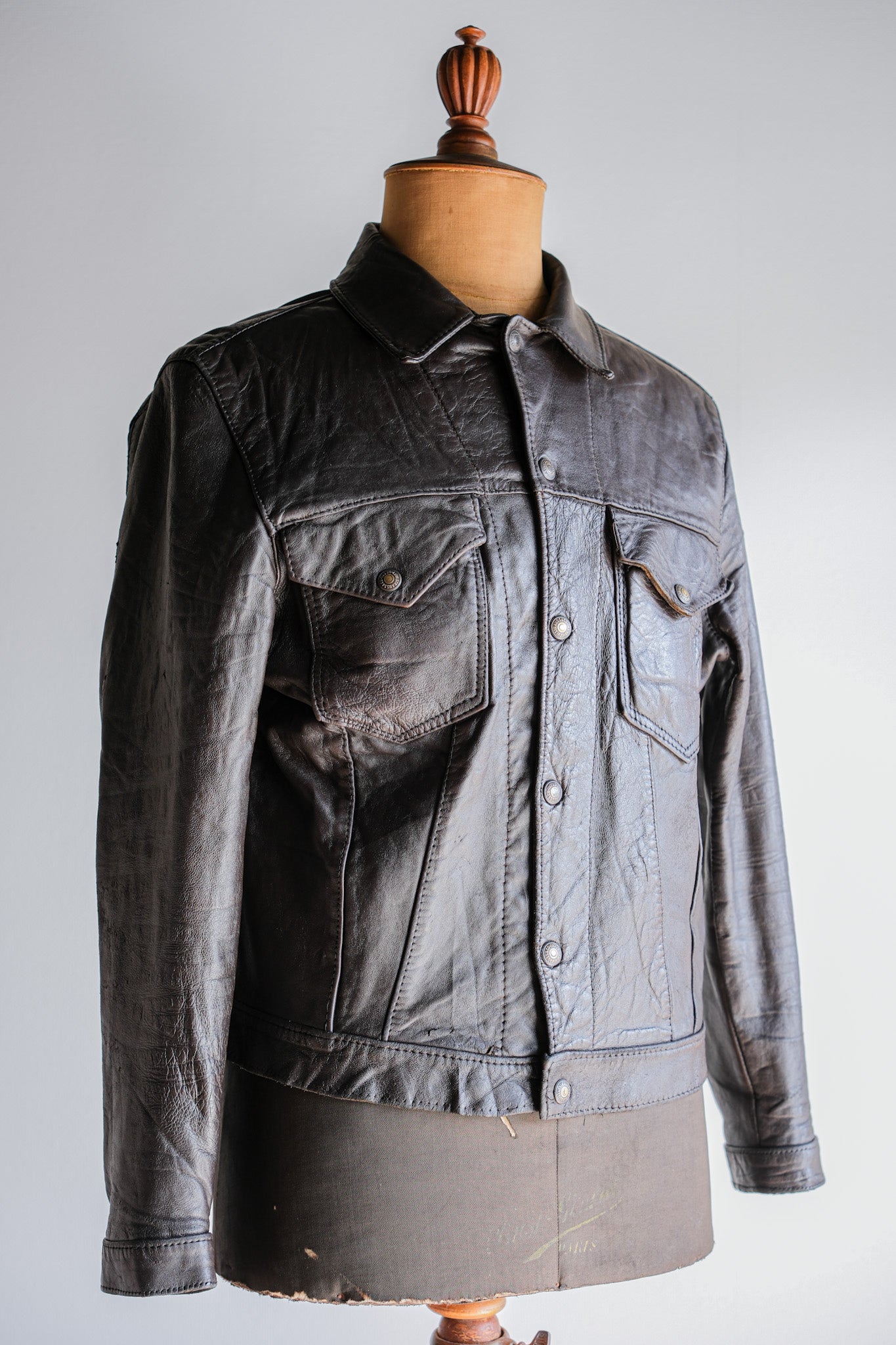 【~50’s】Vintage Levi’s Leather Trucker Jacket "Big E" "Short Horn"