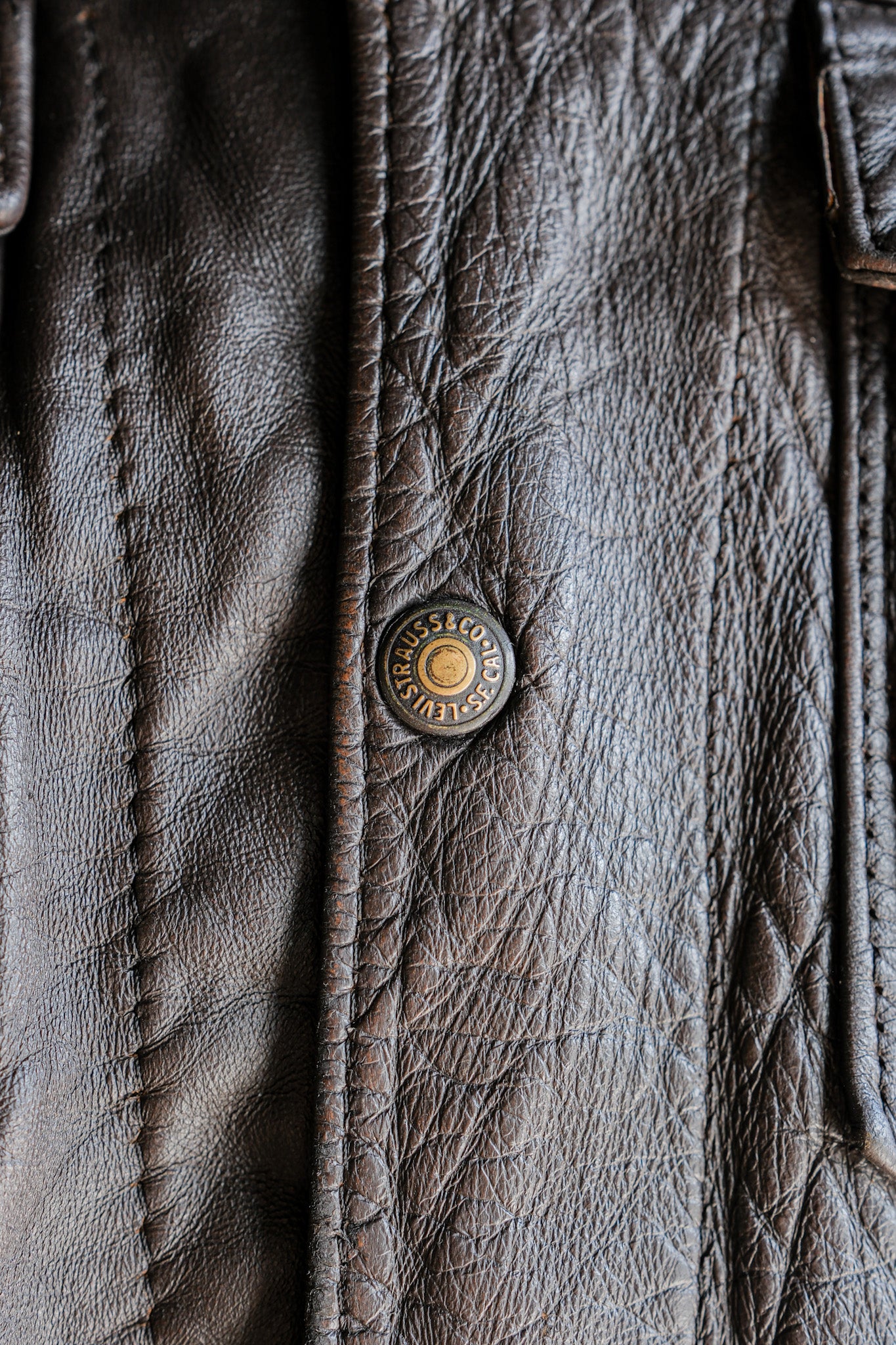 【~50’s】Vintage Levi’s Leather Trucker Jacket "Big E" "Short Horn"