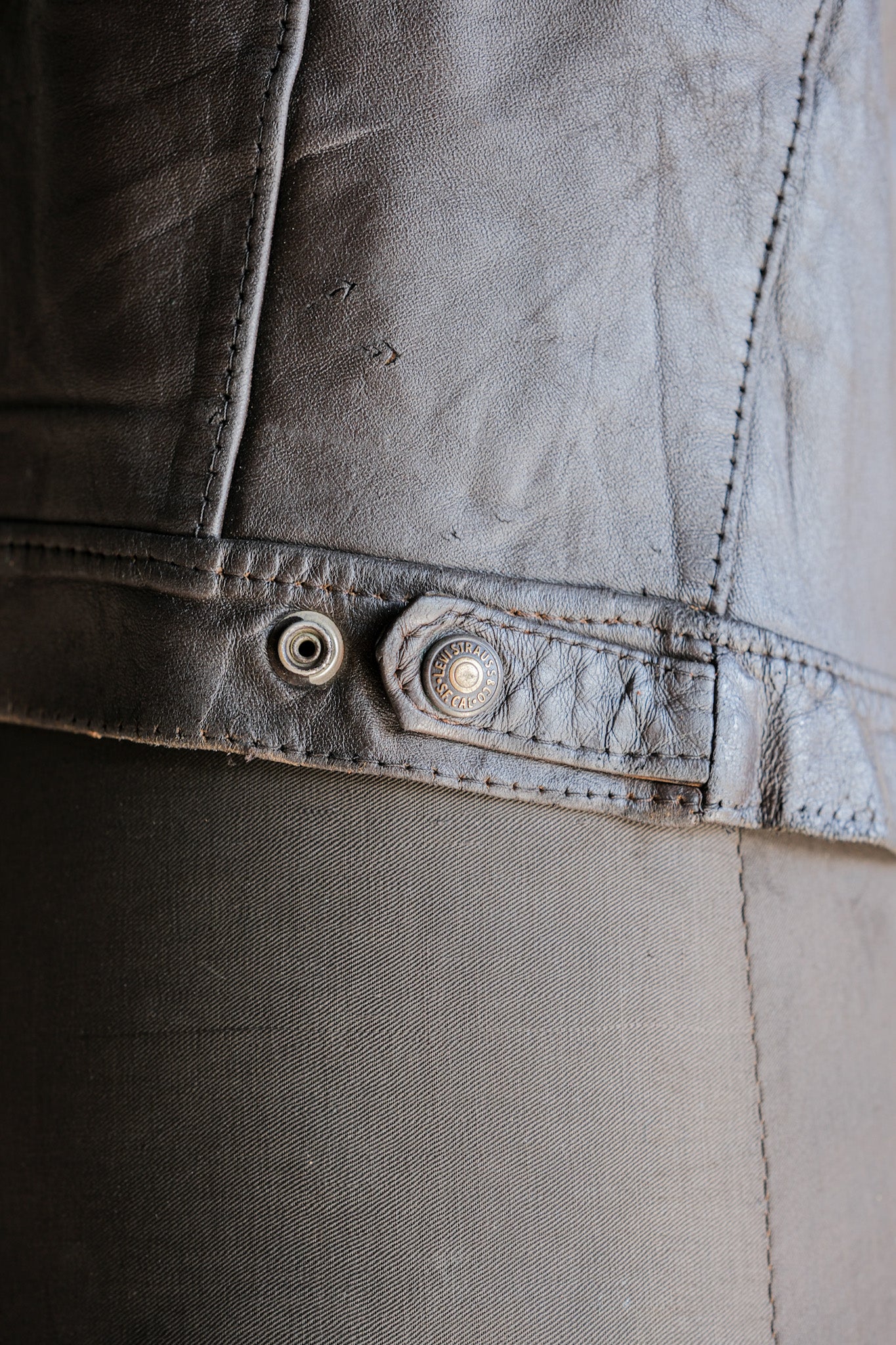 【~50’s】Vintage Levi’s Leather Trucker Jacket "Big E" "Short Horn"