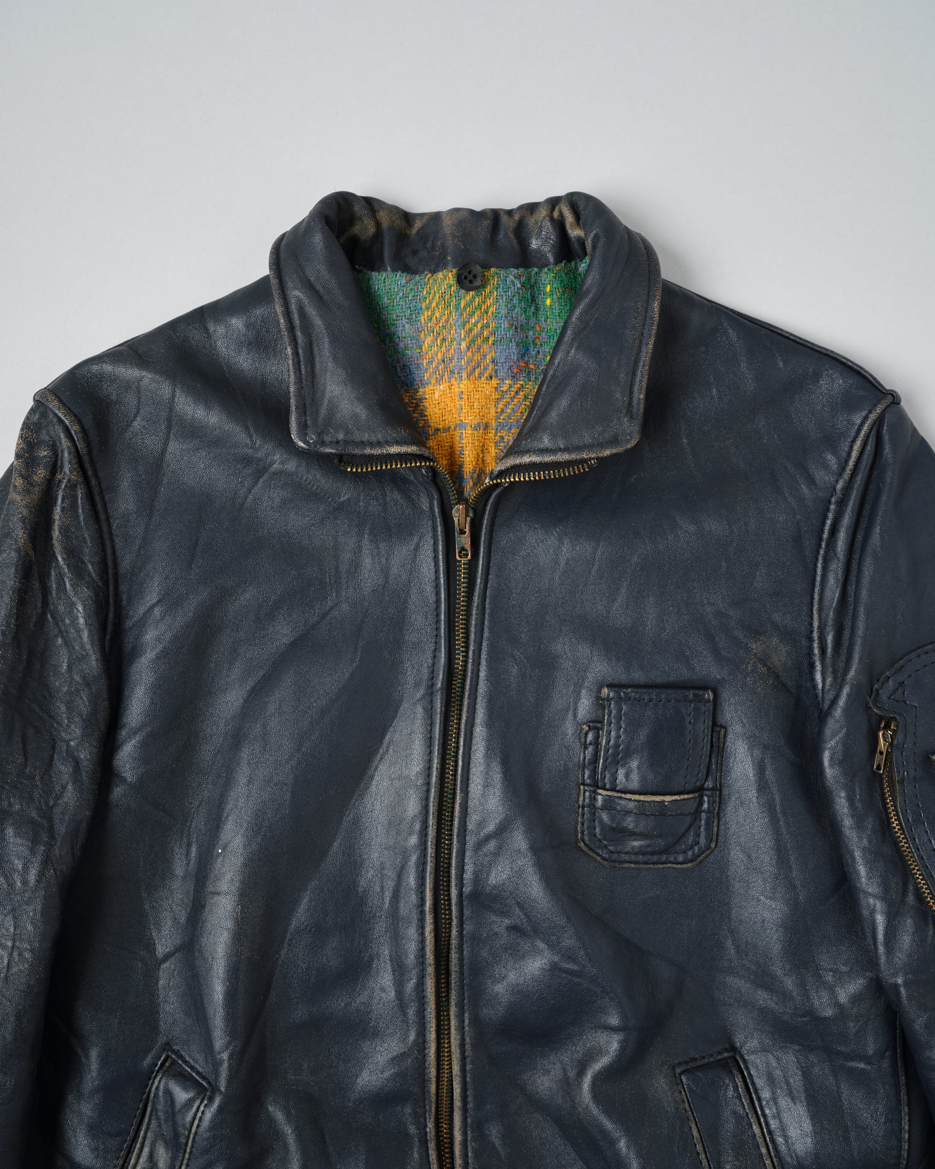 【~80's】French Air Force Pilot Leather Jacket "Civilian Type"