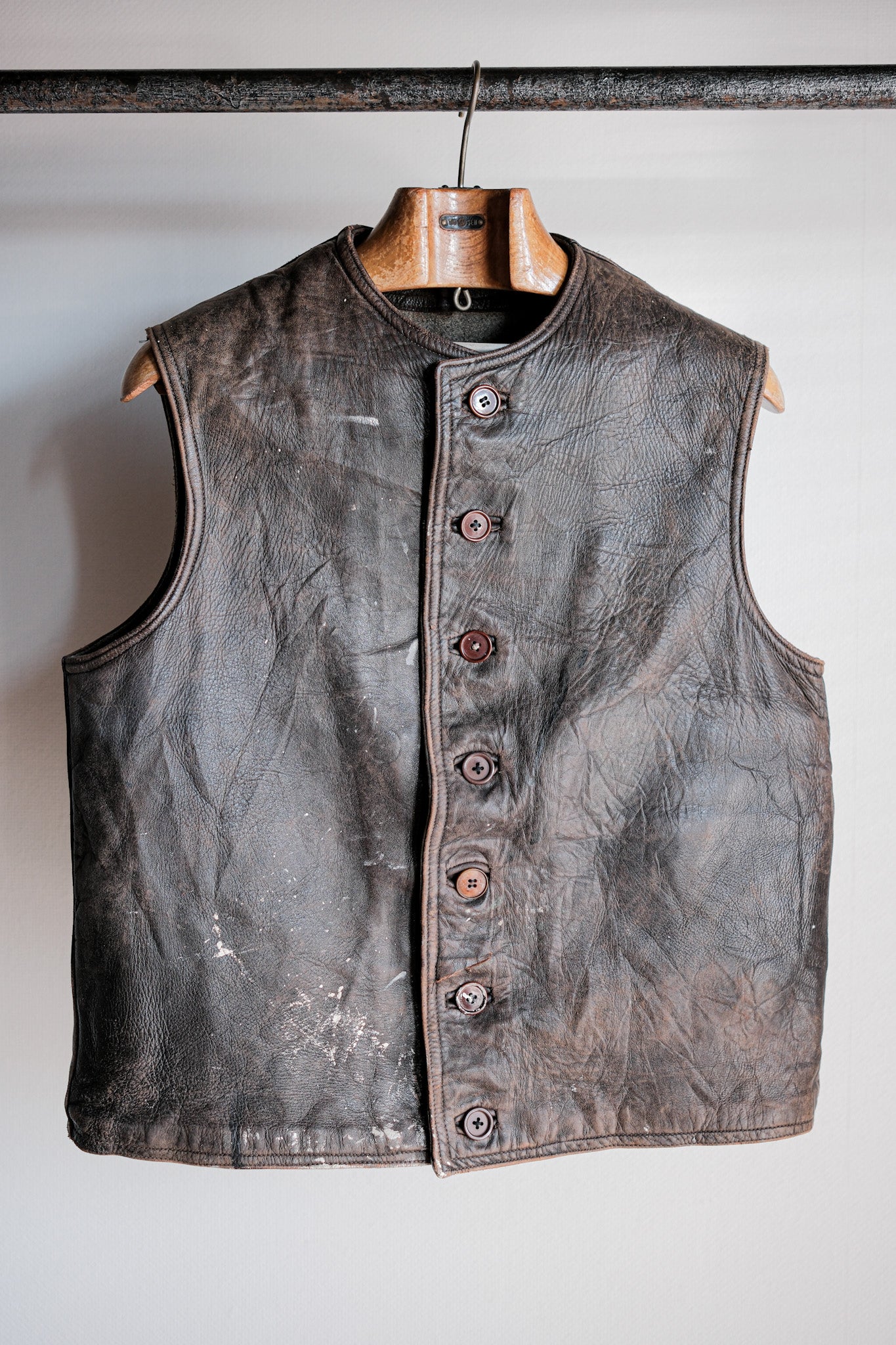 【~40's】French Army Cavalier Leather Vest