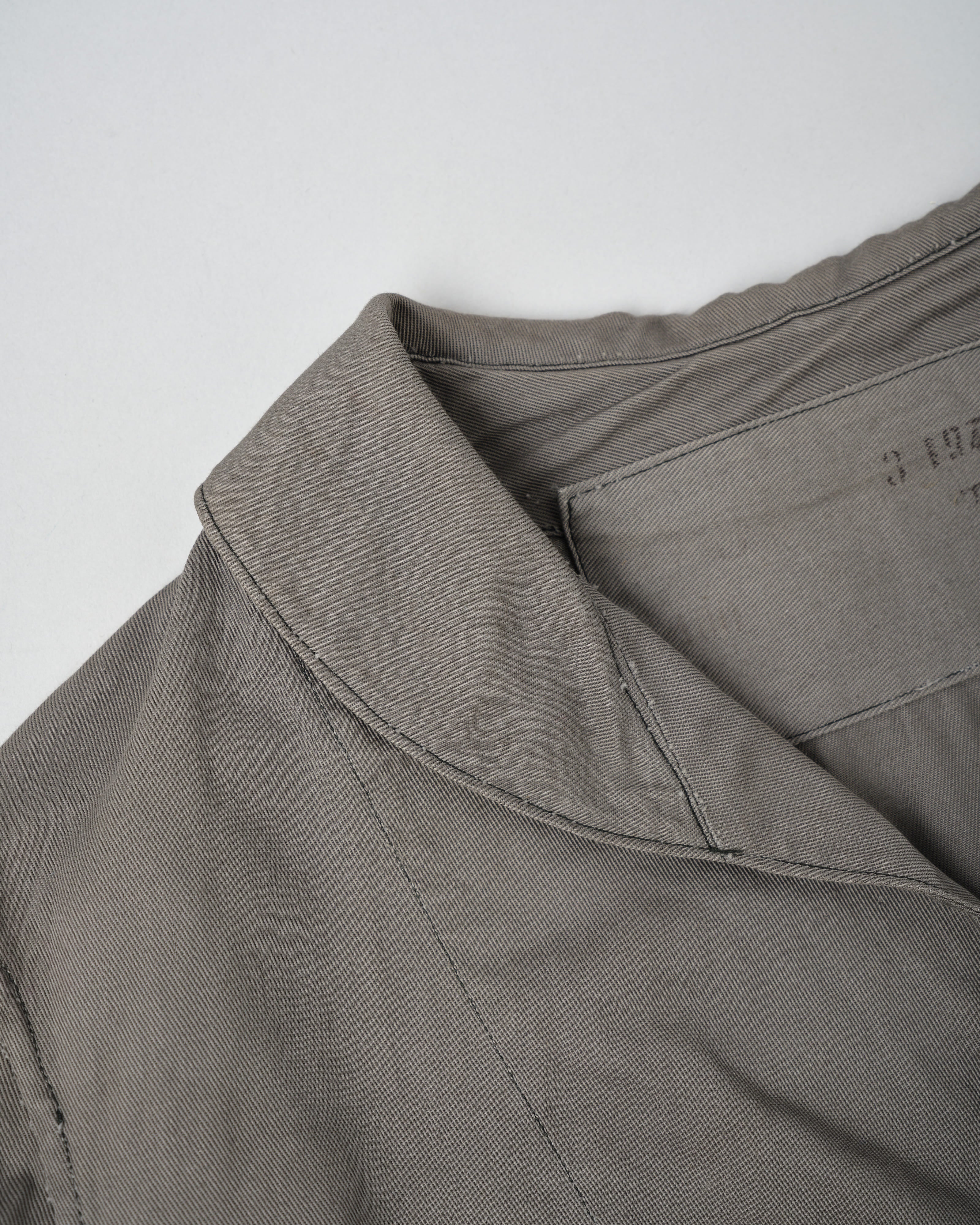 【~30's】French Navy Gray Cotton Twill Sailor Work Smock "Overdyed" "Marine Nationale"