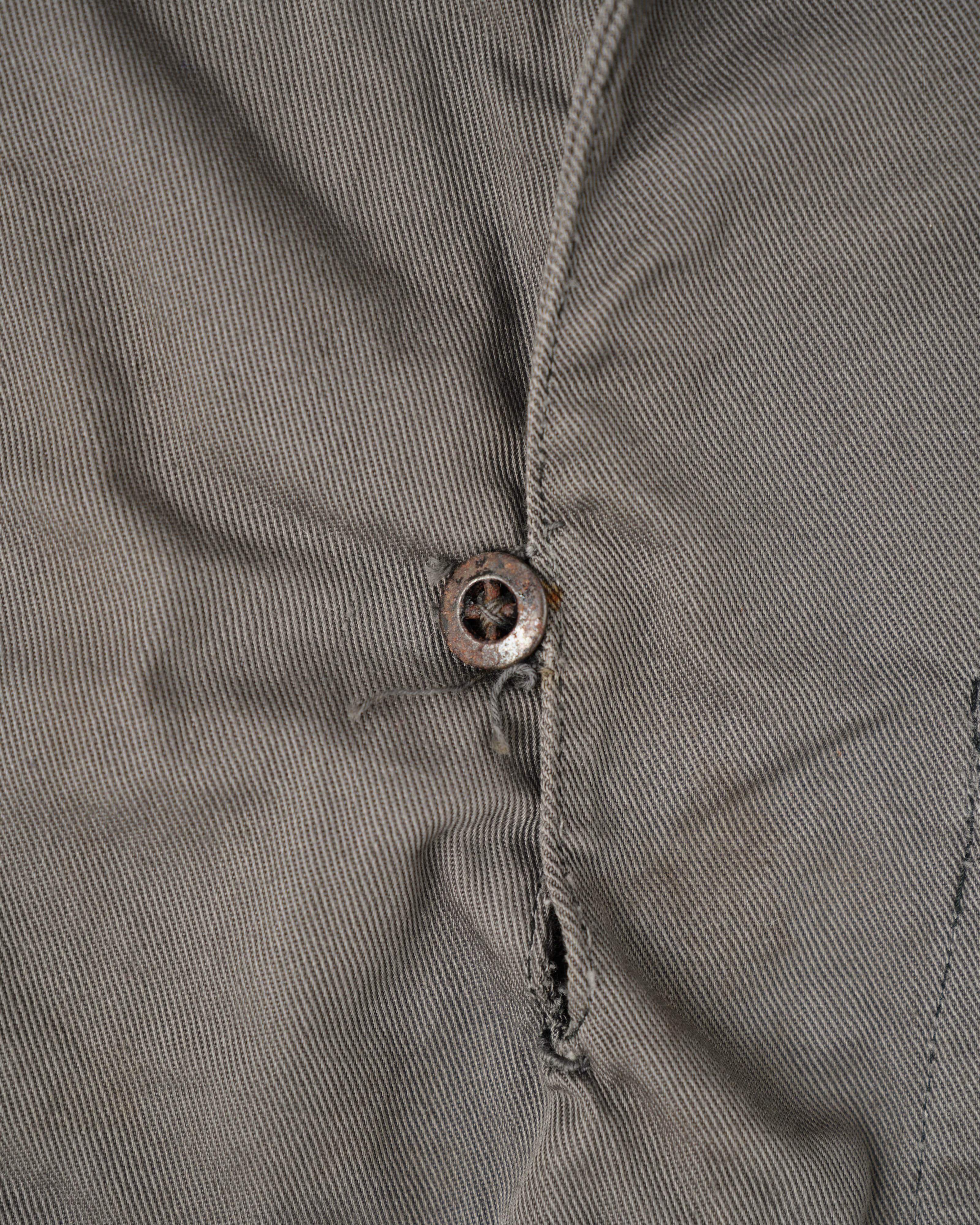 【~30's】French Navy Gray Cotton Twill Sailor Work Smock "Overdyed" "Marine Nationale"