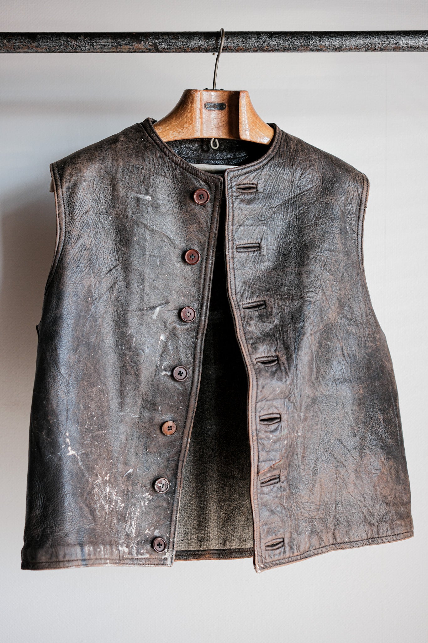 【~40's】French Army Cavalier Leather Vest