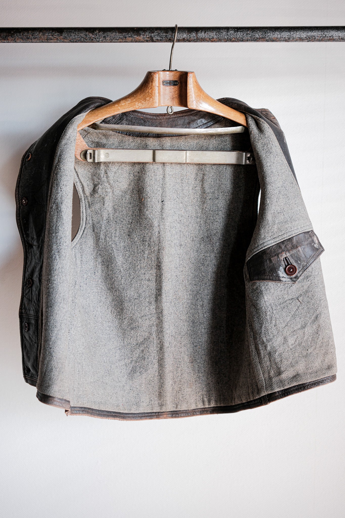 【~40's】French Army Cavalier Leather Vest