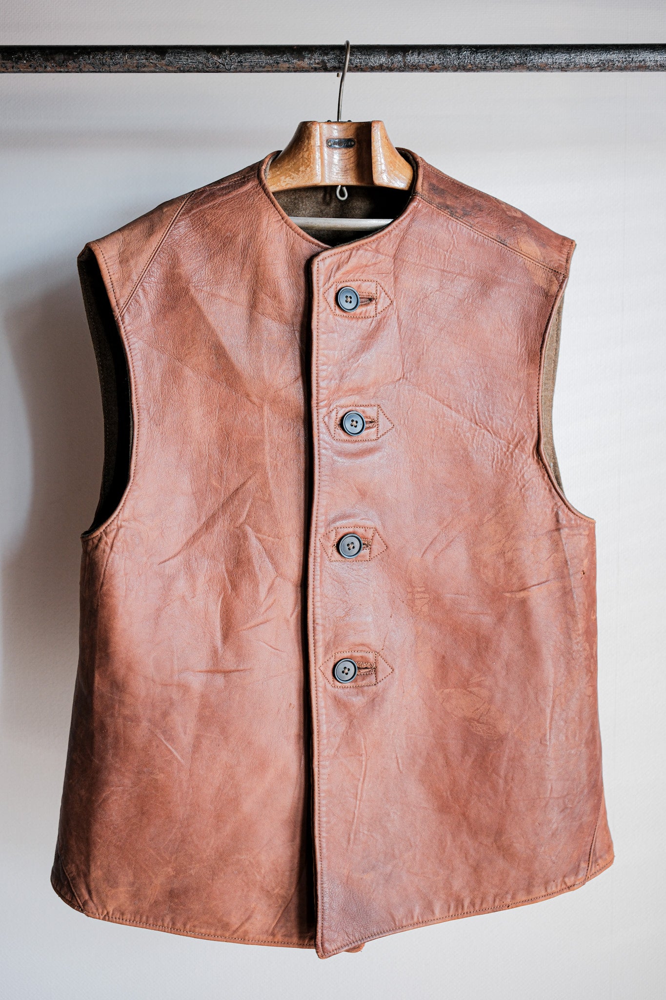【~40's】British Army Jerkin Leather Vest "Modified"