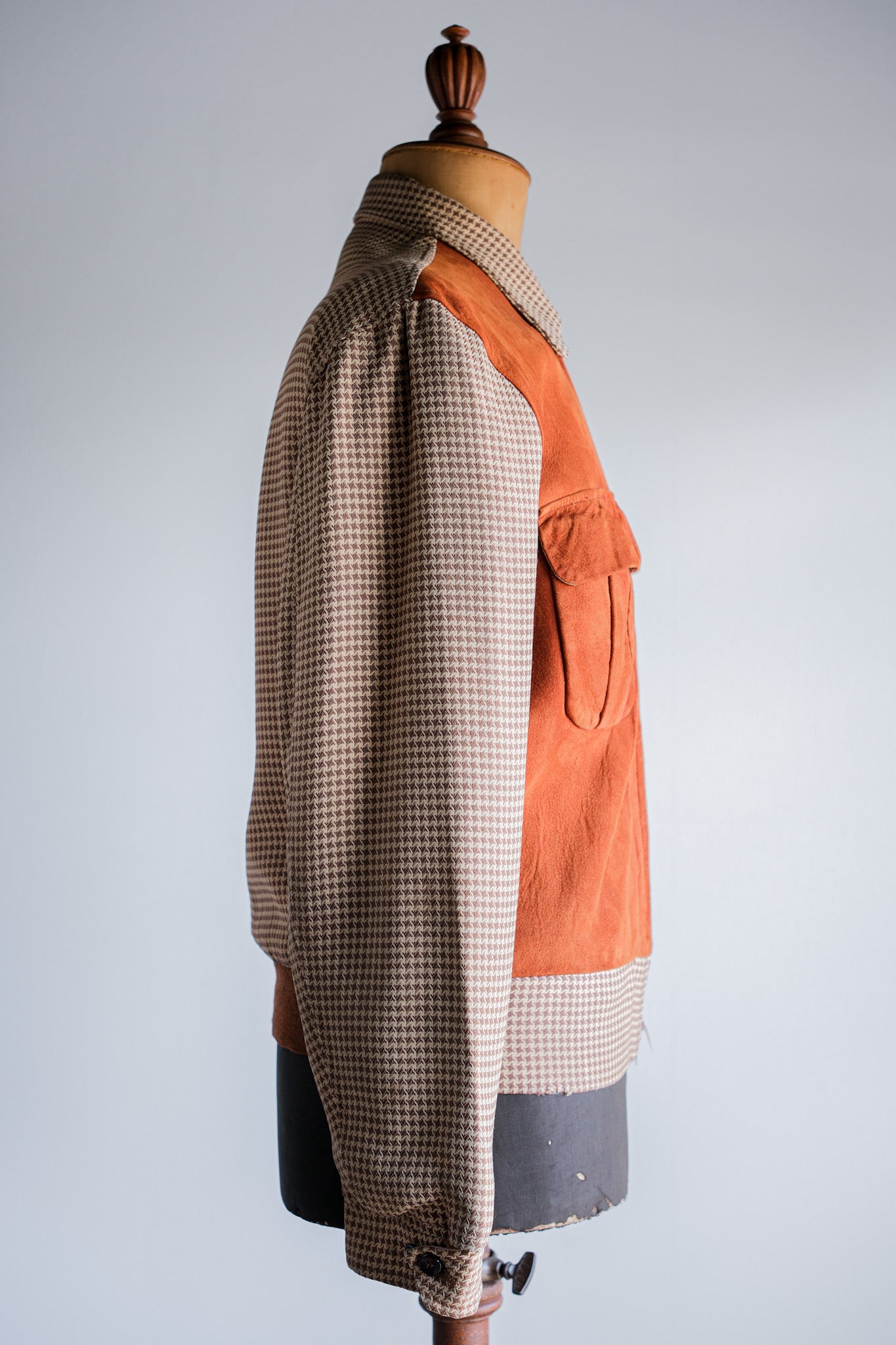 【~50's】American Vintage 2 Tone Houndstooth Rayon Jacket