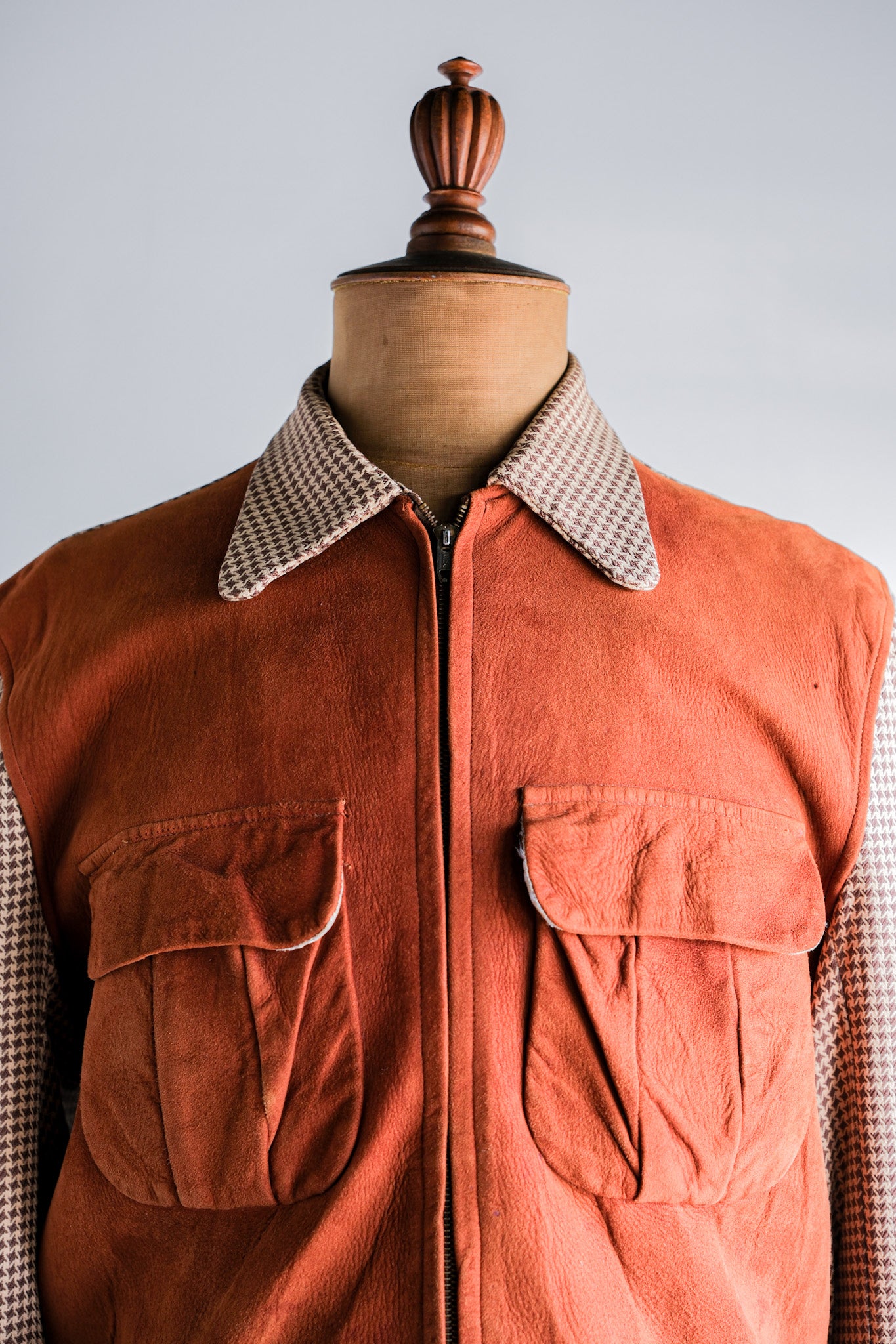 【~50's】American Vintage 2 Tone Houndstooth Rayon Jacket