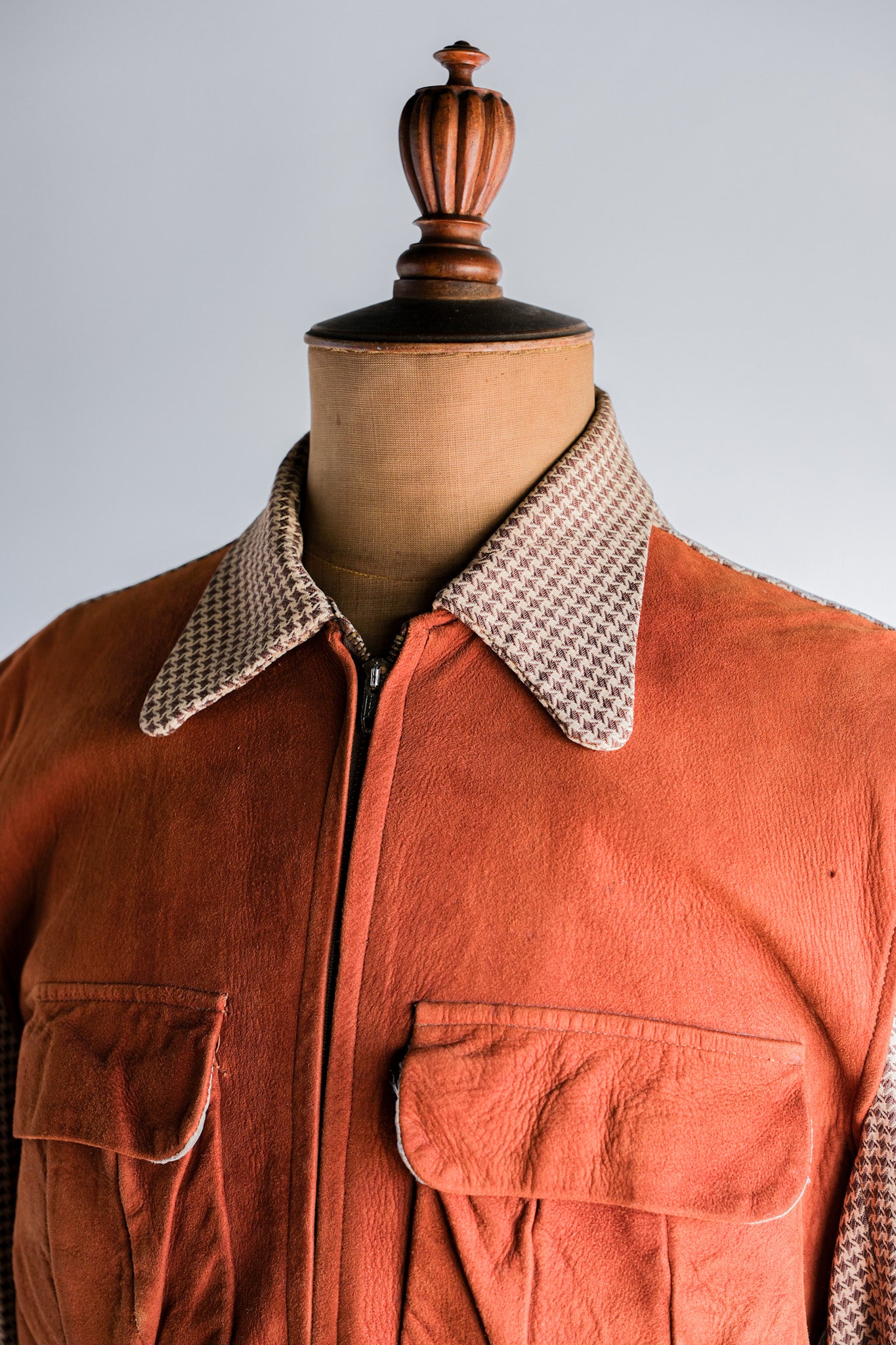 【~50's】American Vintage 2 Tone Houndstooth Rayon Jacket