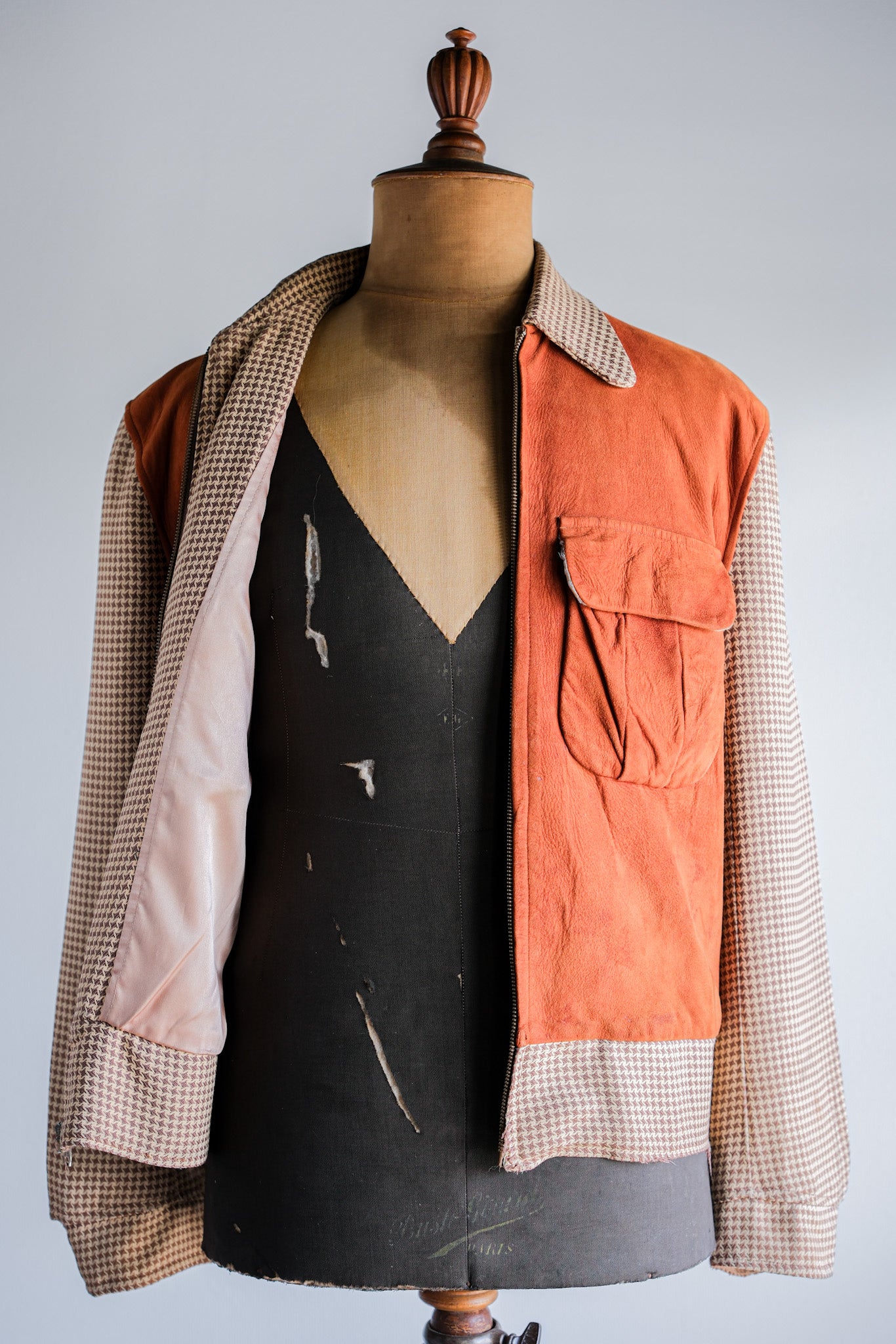 【~50's】American Vintage 2 Tone Houndstooth Rayon Jacket