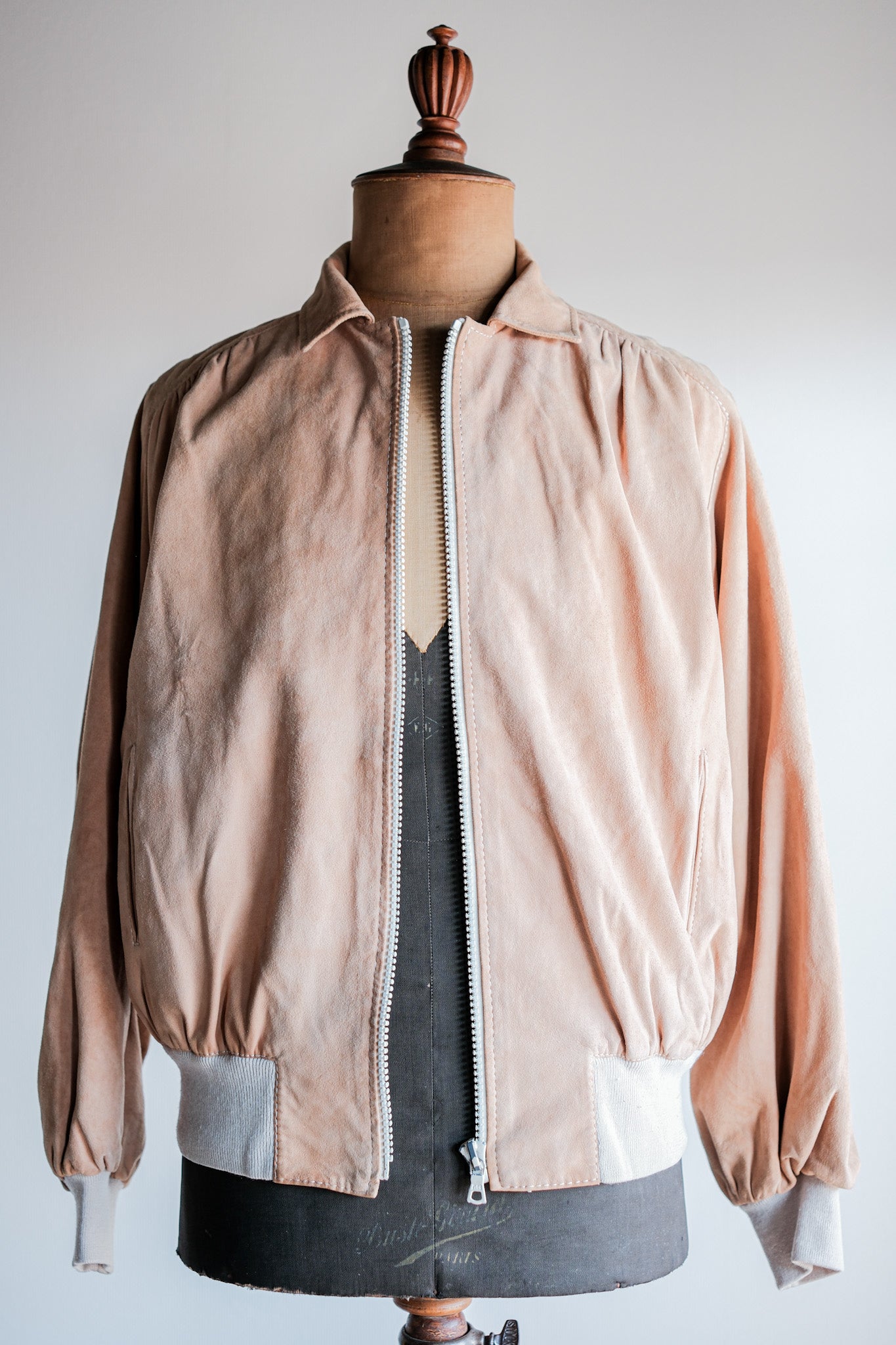 【~70's】Old Hermès Sport Paris Saddle Shoulder Suede Leather Blouson