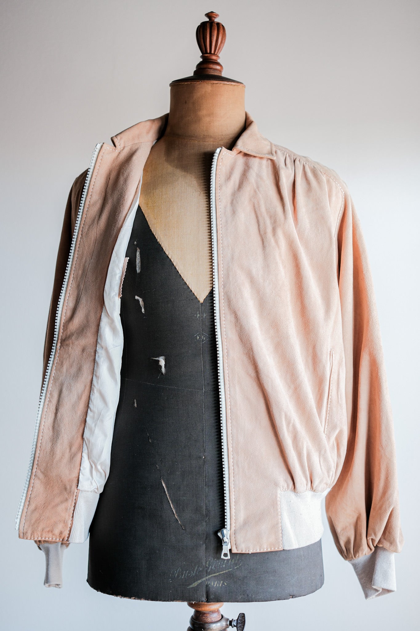 【~70's】Old Hermès Sport Paris Saddle Shoulder Suede Leather Blouson