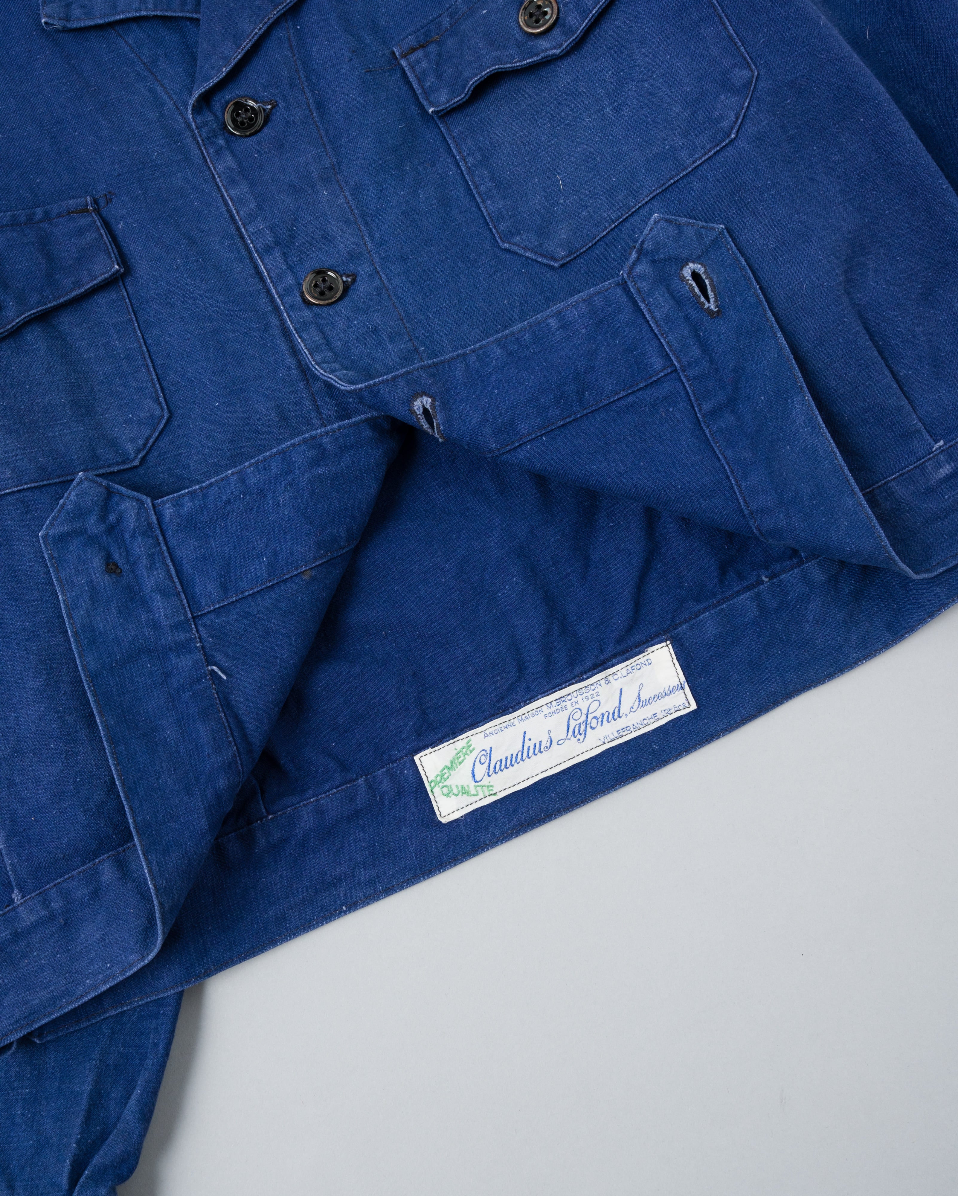 【~40's】French Vintage Deep Blue Cotton Twill Cyclist Jacket