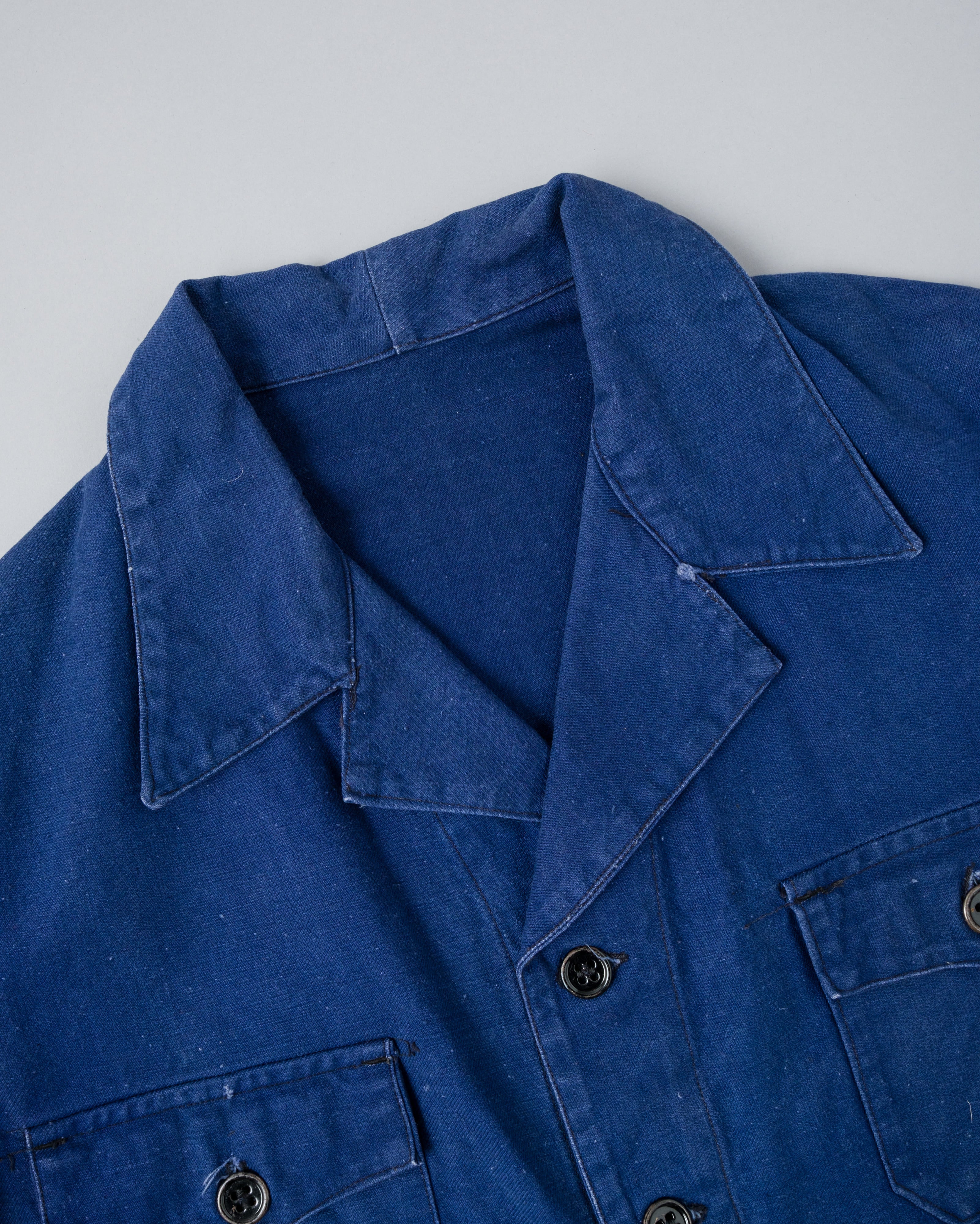 【~40's】French Vintage Deep Blue Cotton Twill Cyclist Jacket