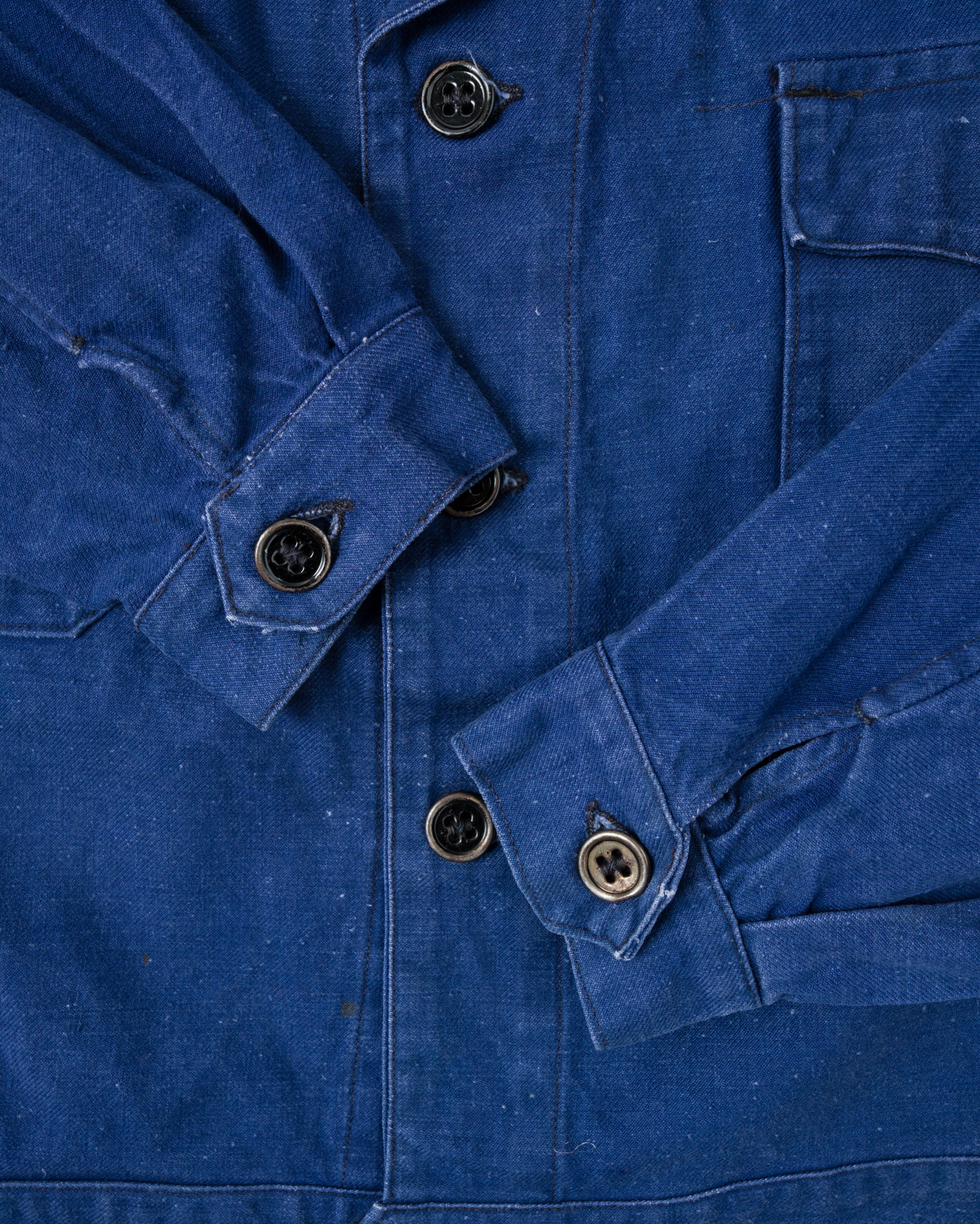 【~40's】French Vintage Deep Blue Cotton Twill Cyclist Jacket