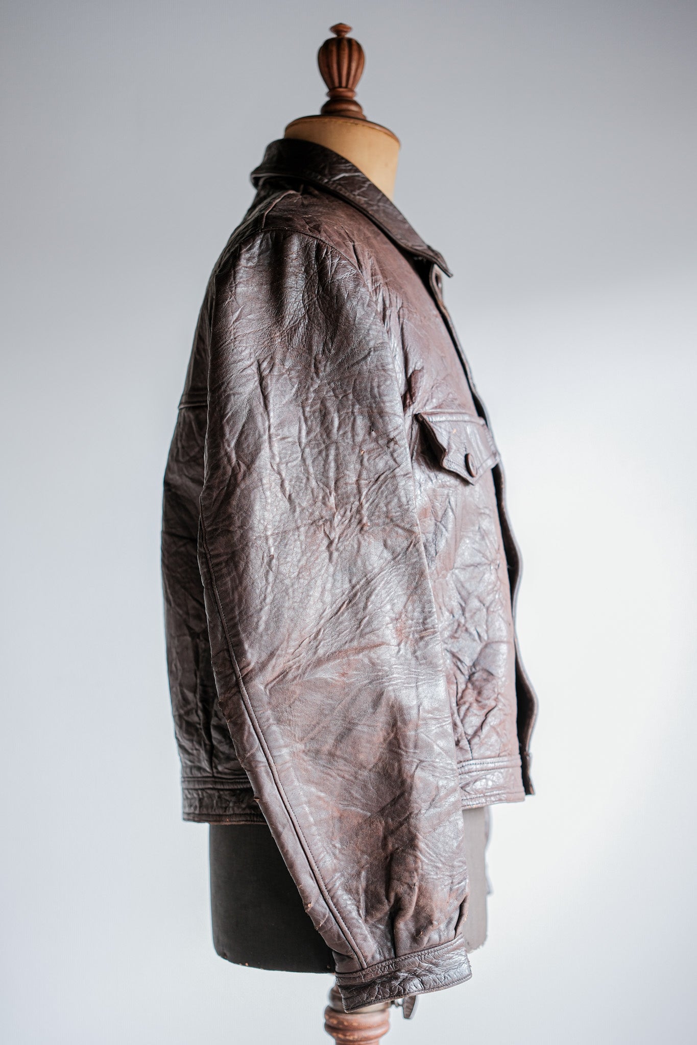 【~40's】WWⅡ French CJF Leather Cyclist Jacket