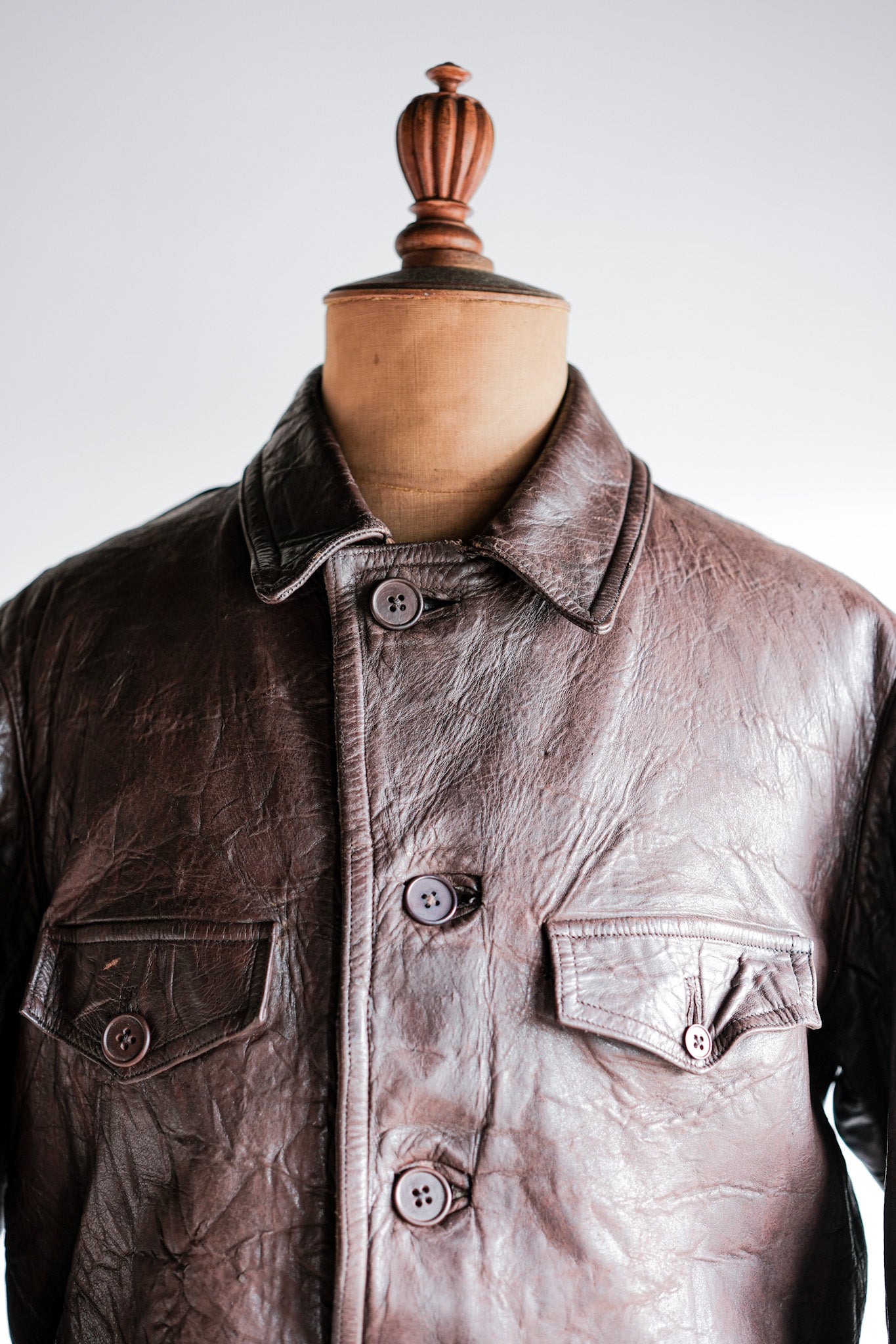 【~40's】WWⅡ French CJF Leather Cyclist Jacket