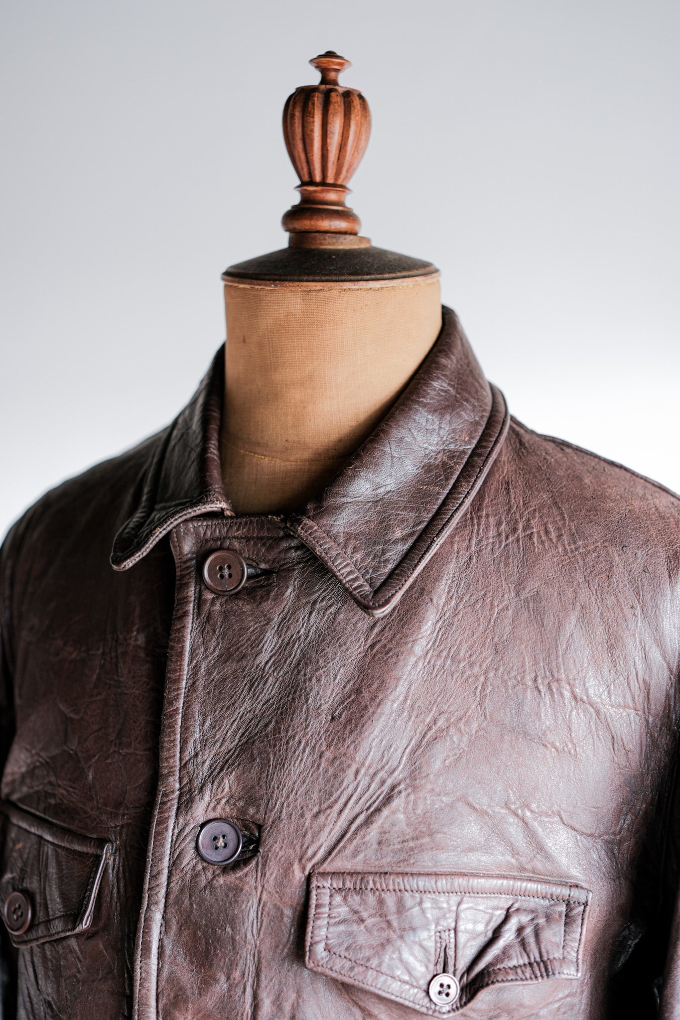 【~40's】WWⅡ French CJF Leather Cyclist Jacket