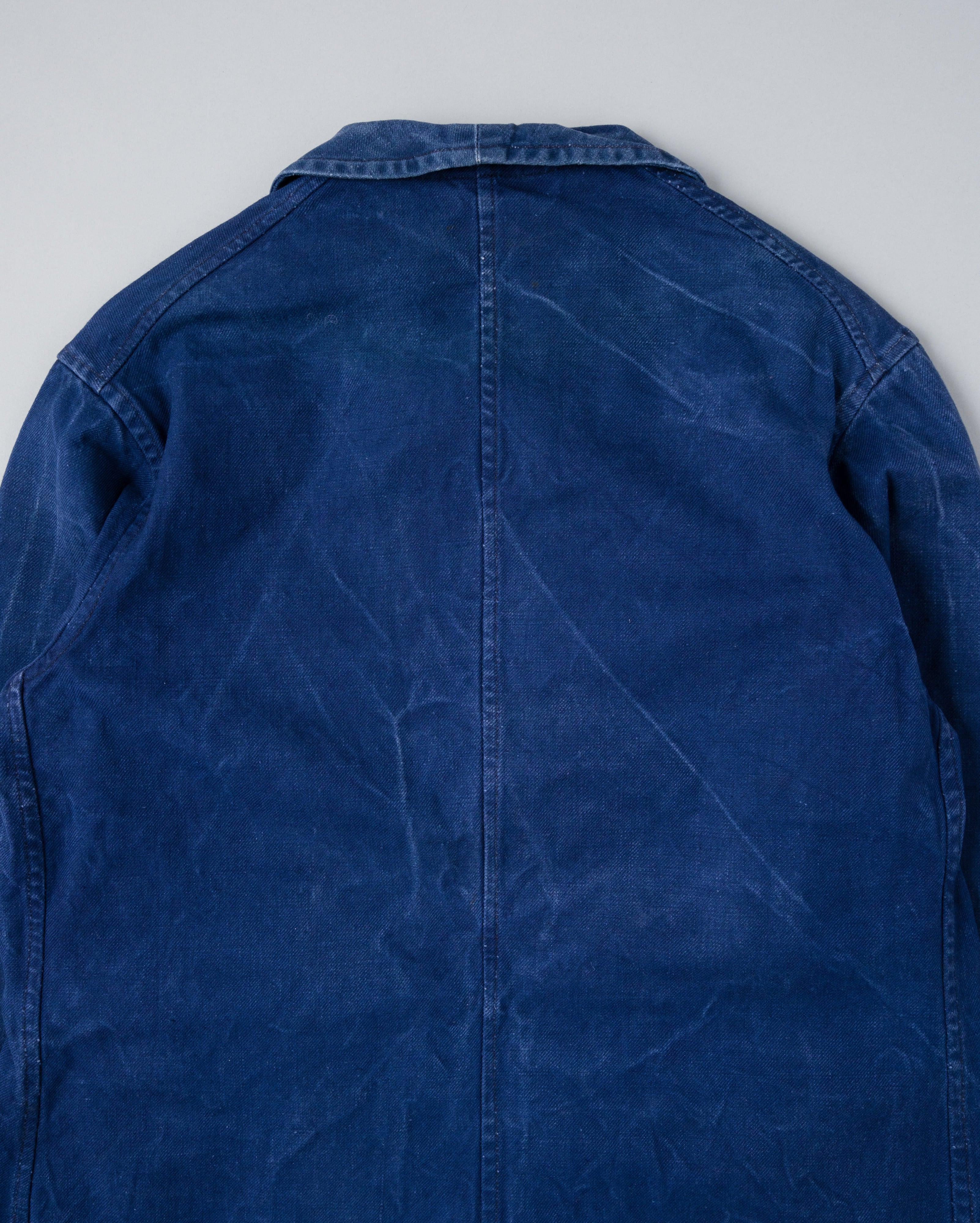 【~50's】French Vintage Deep Blue Cotton Twill Double Breasted Work Jacket